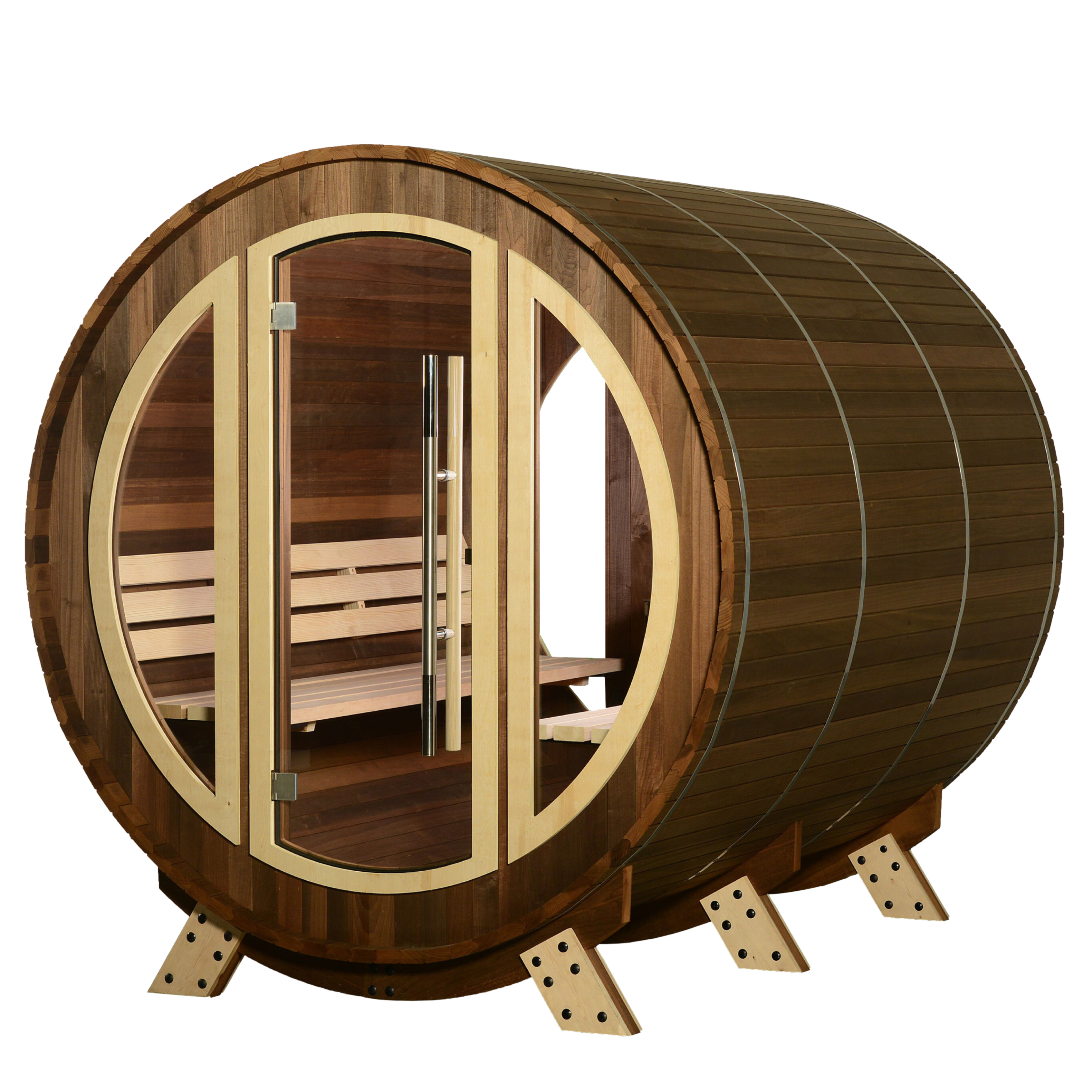 ThermaSol Phoenix - Popular, Onyx Stainless Steel, 4-6 Person, Barrel Sauna ThermaSol