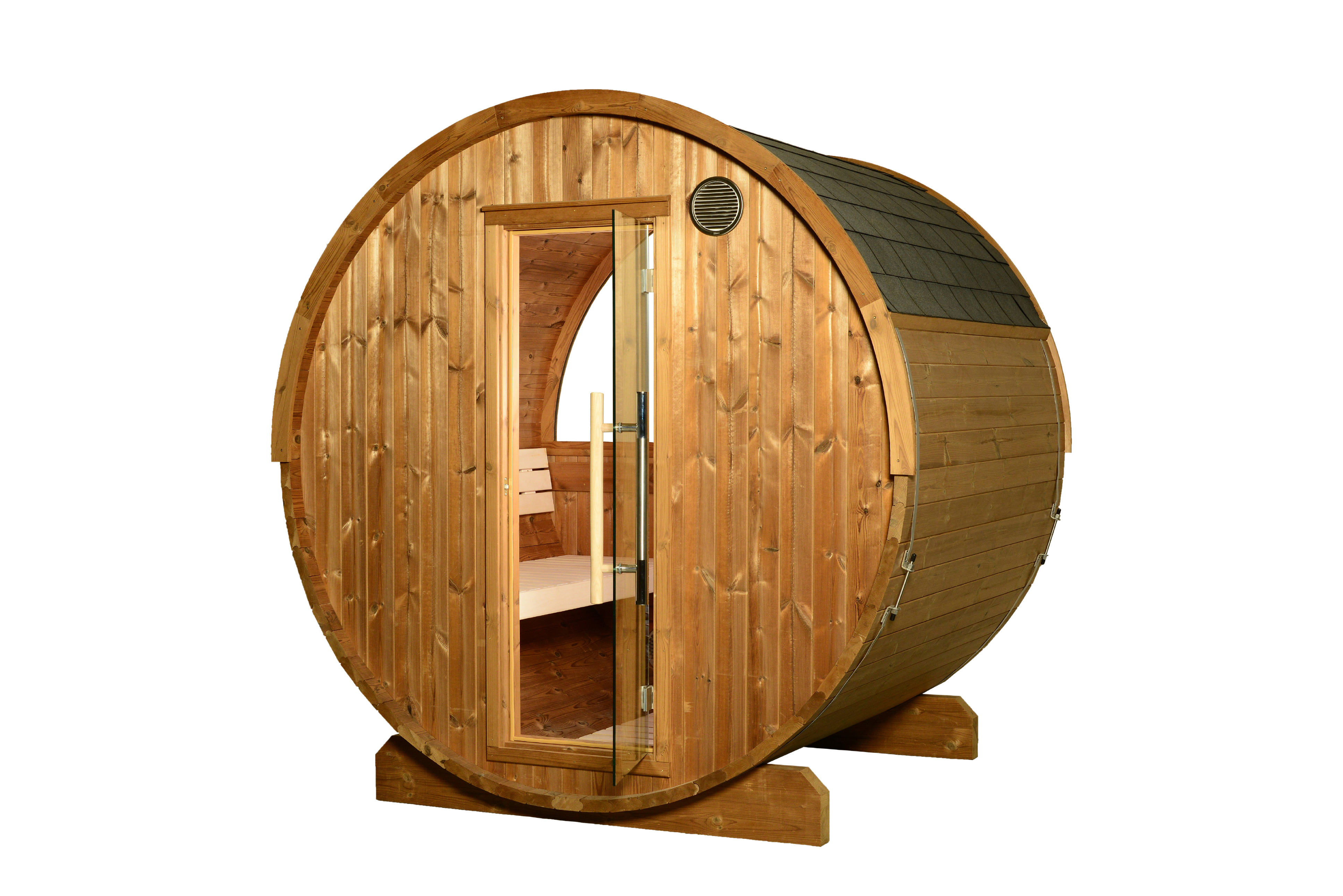 ThermaSol Takoa - Nordic Pine, 4-6 Person, Outdoor Barrel Sauna ThermaSol