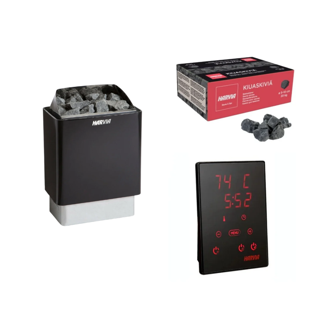 Harvia Kip Sauna Heater Package with Rocks and WiFi Control, UL Listed