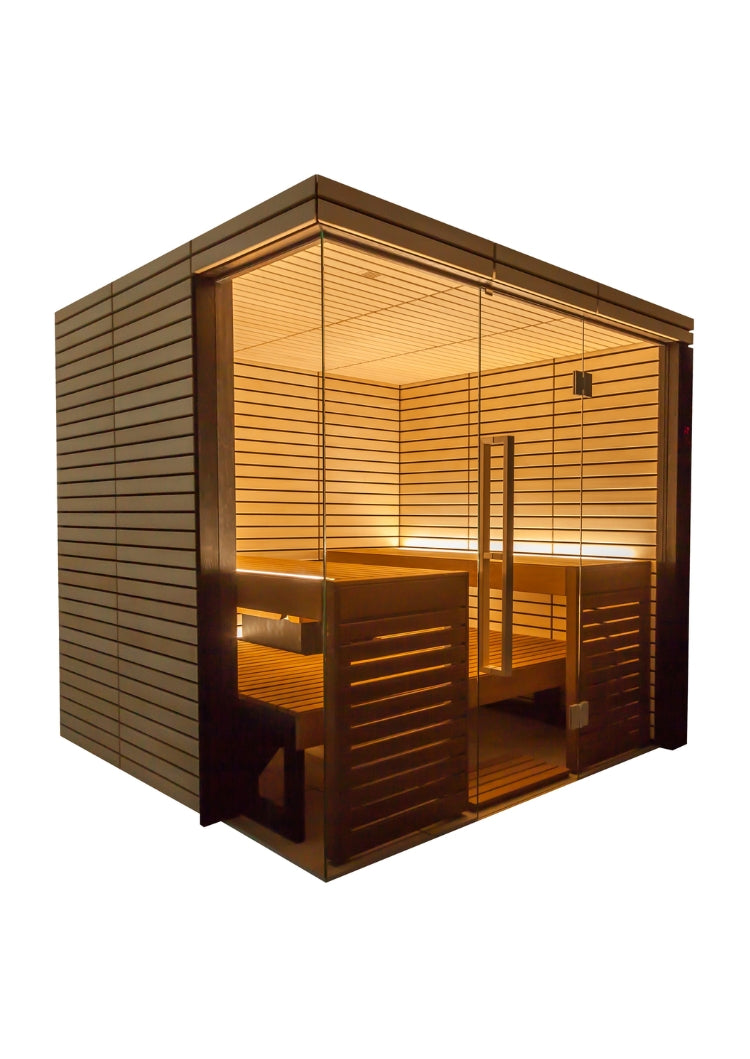 ThermaSol Lindea View - Thermo-Lime Wood, 2-6 Person, Indoor Sauna ThermaSol