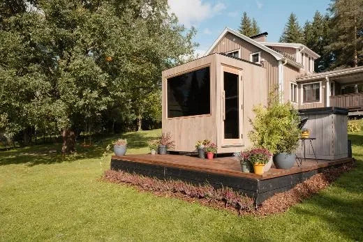 ThermaSol Solaris - Tile Oak, 2-5 Person, Solar-Powered Outdoor Sauna ThermaSol