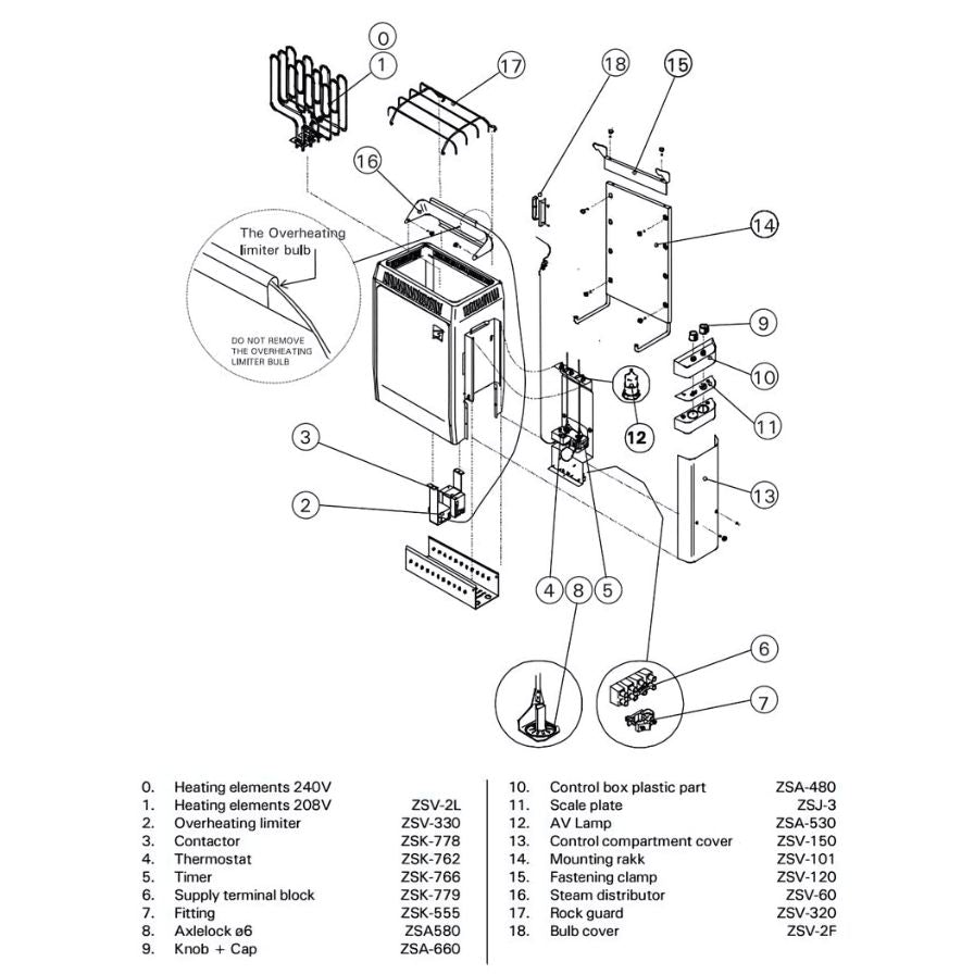 Finlandia Harvia FH101 or ZSV-330 Sauna High Limit Control