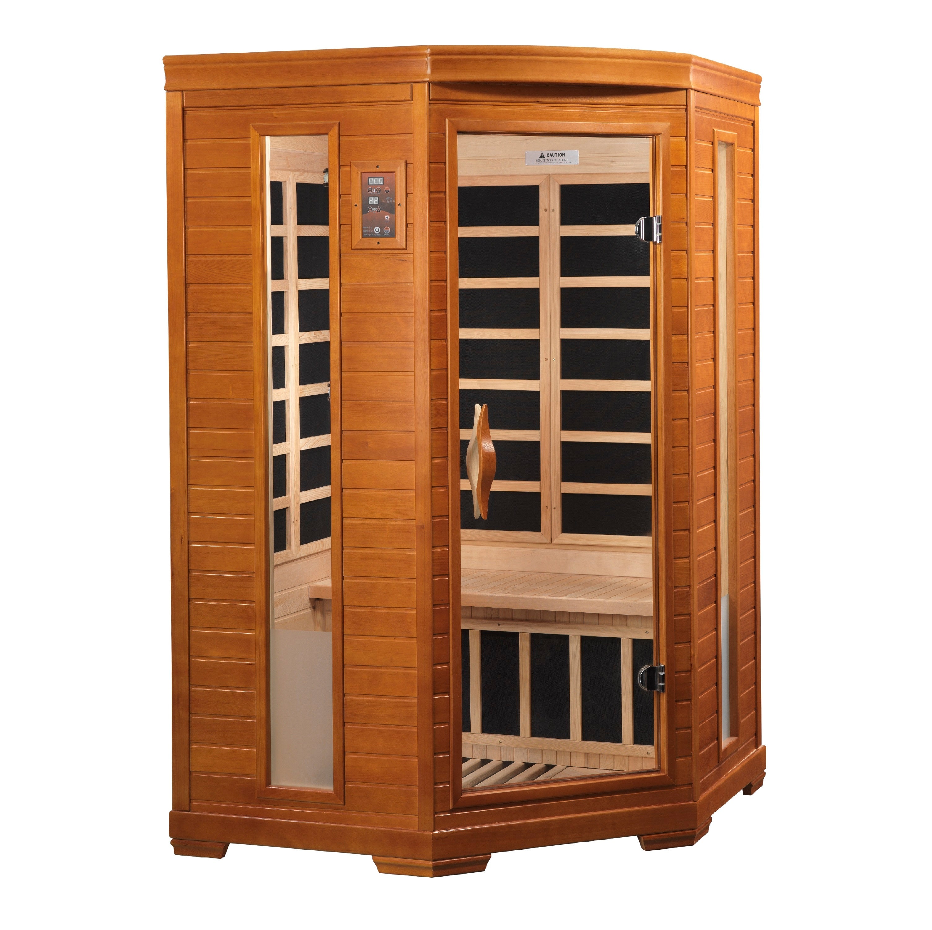 Dynamic Heming 2-Person Low EMF Far Infrared Corner Sauna with Chromotherapy & Bluetooth Golden Designs Inc