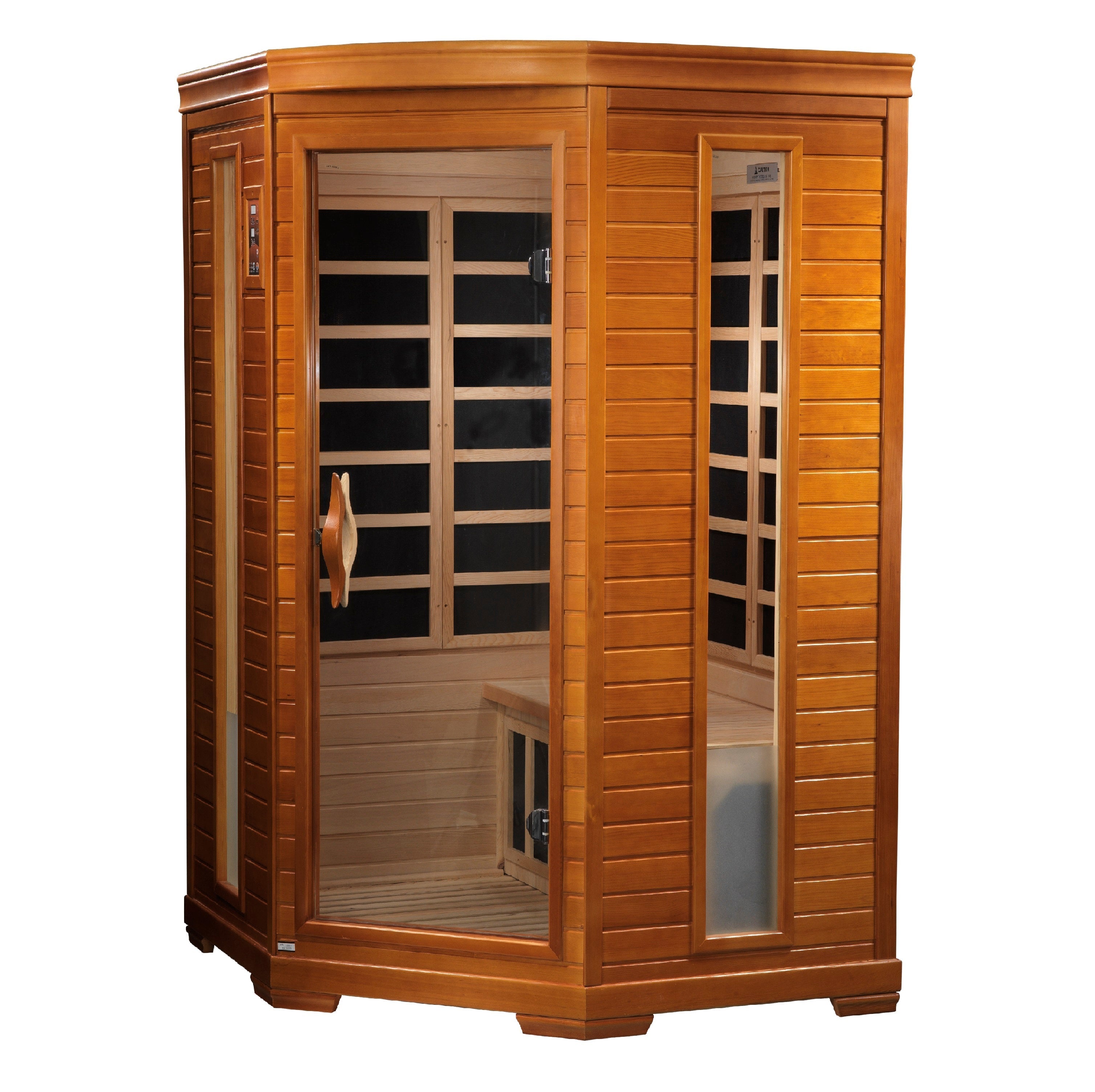 Dynamic Heming 2 Person Ultra Low EMF Far Infrared Hemlock Corner Sauna Golden Designs Inc (NA)