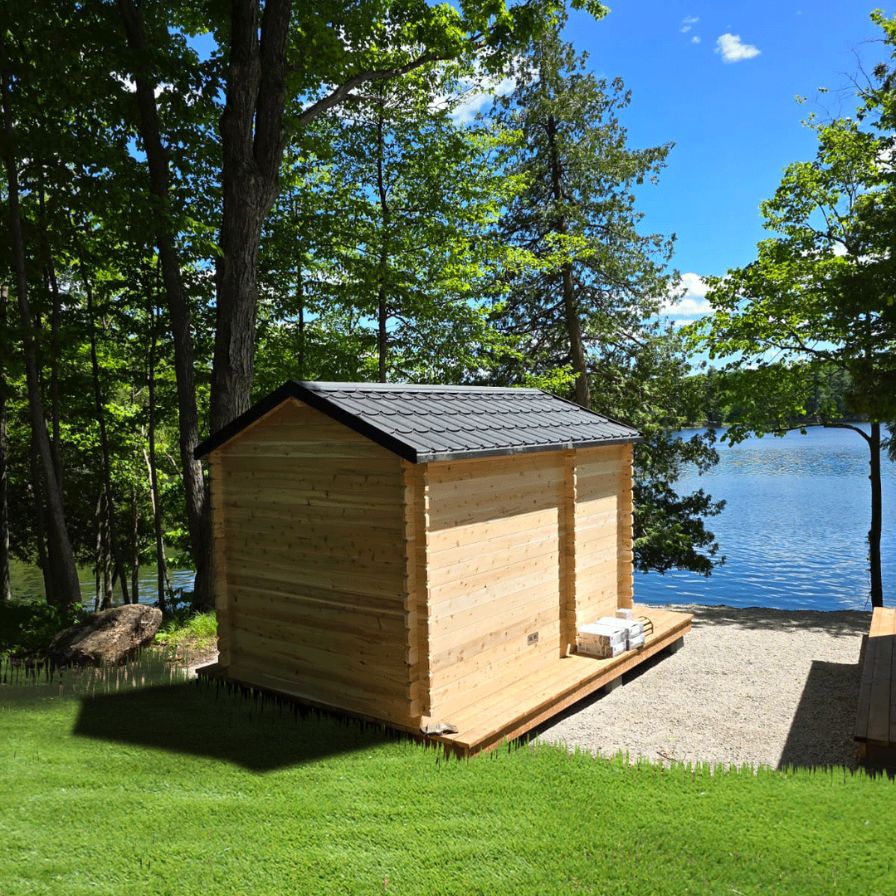Dundalk Georgian Cabin Outdoor Sauna with Private Changeroom and Cedar Dundalk Leisurecraft