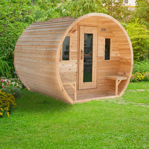 Dundalk CT Elation Outdoor Barrel Sauna Canadian White Cedar Dundalk