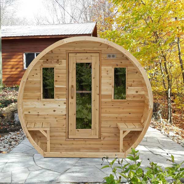 Dundalk CT Elation Outdoor Barrel Sauna Canadian White Cedar Dundalk