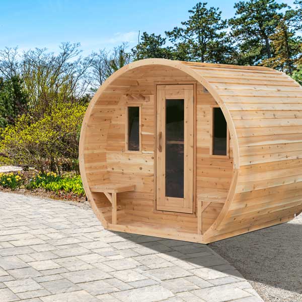 Dundalk CT Elation Outdoor Barrel Sauna Canadian White Cedar Dundalk
