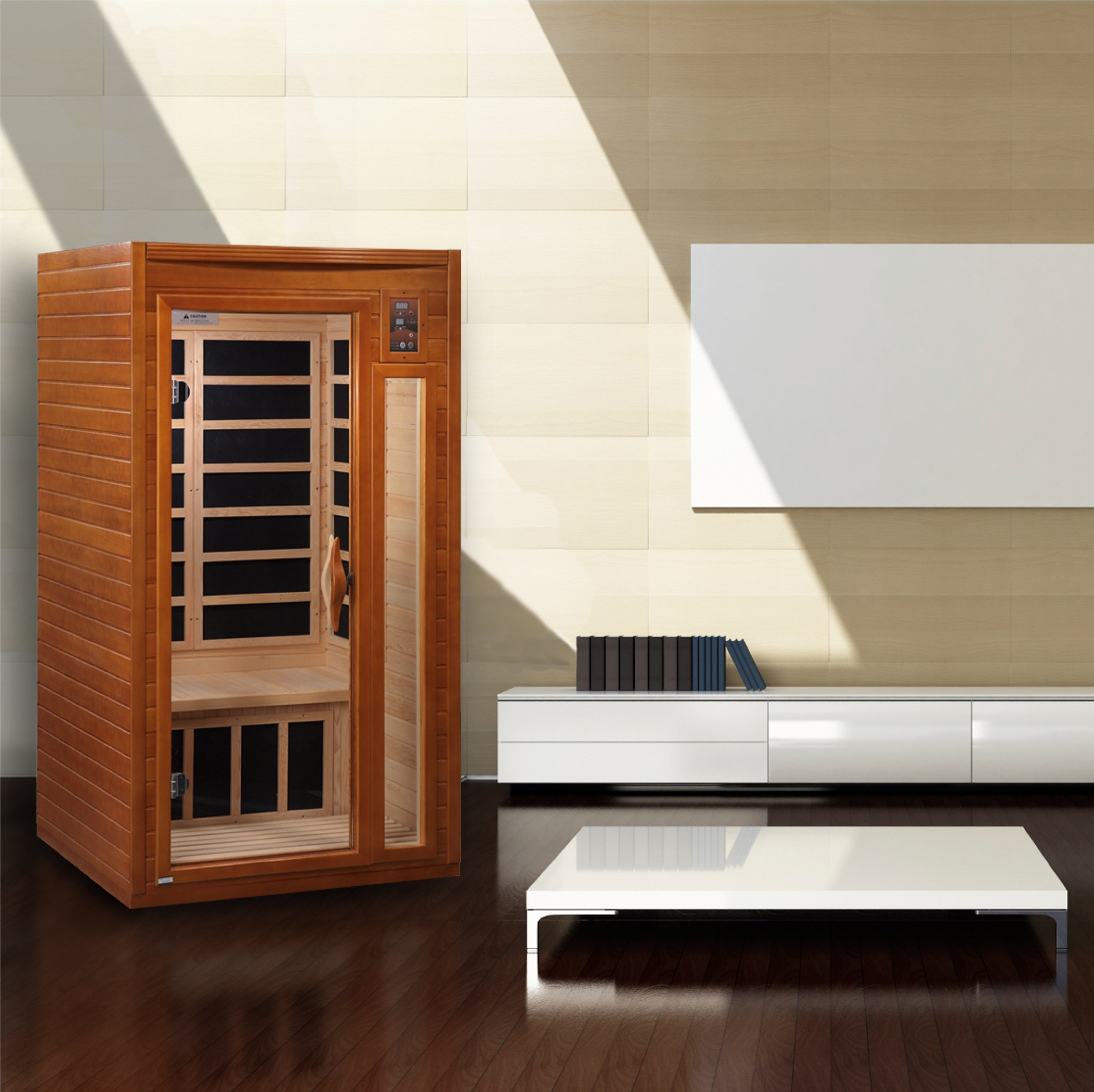 Dynamic Barcelona 1-2 Person Low EMF Far Infrared Sauna with Chromotherapy & Red Light Golden Designs Inc