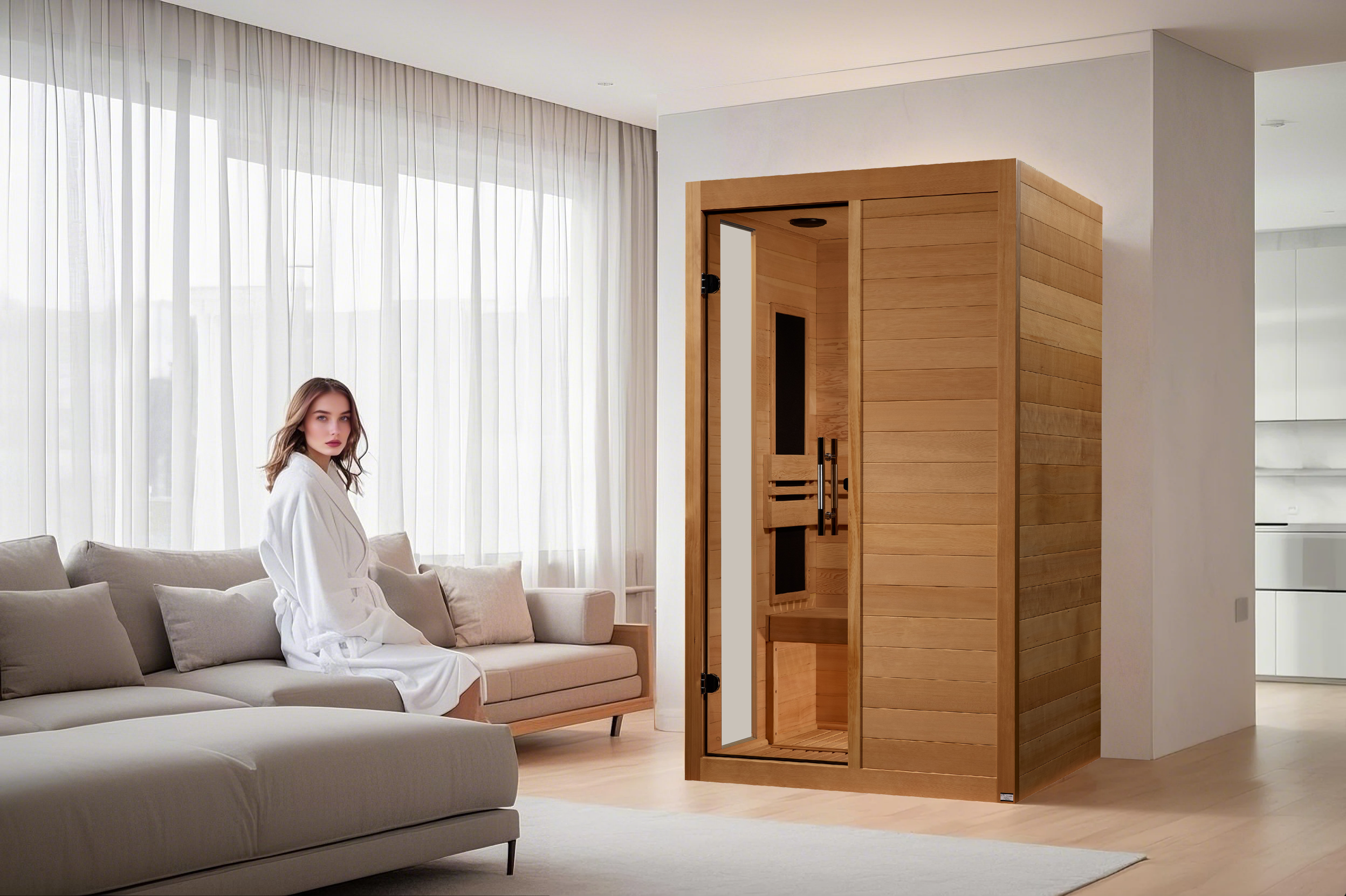 Dynamic Lucca 2-Person Low EMF FAR Infrared Sauna, Canadian Hemlock Wellness Retreat Golden Designs Inc (NA)