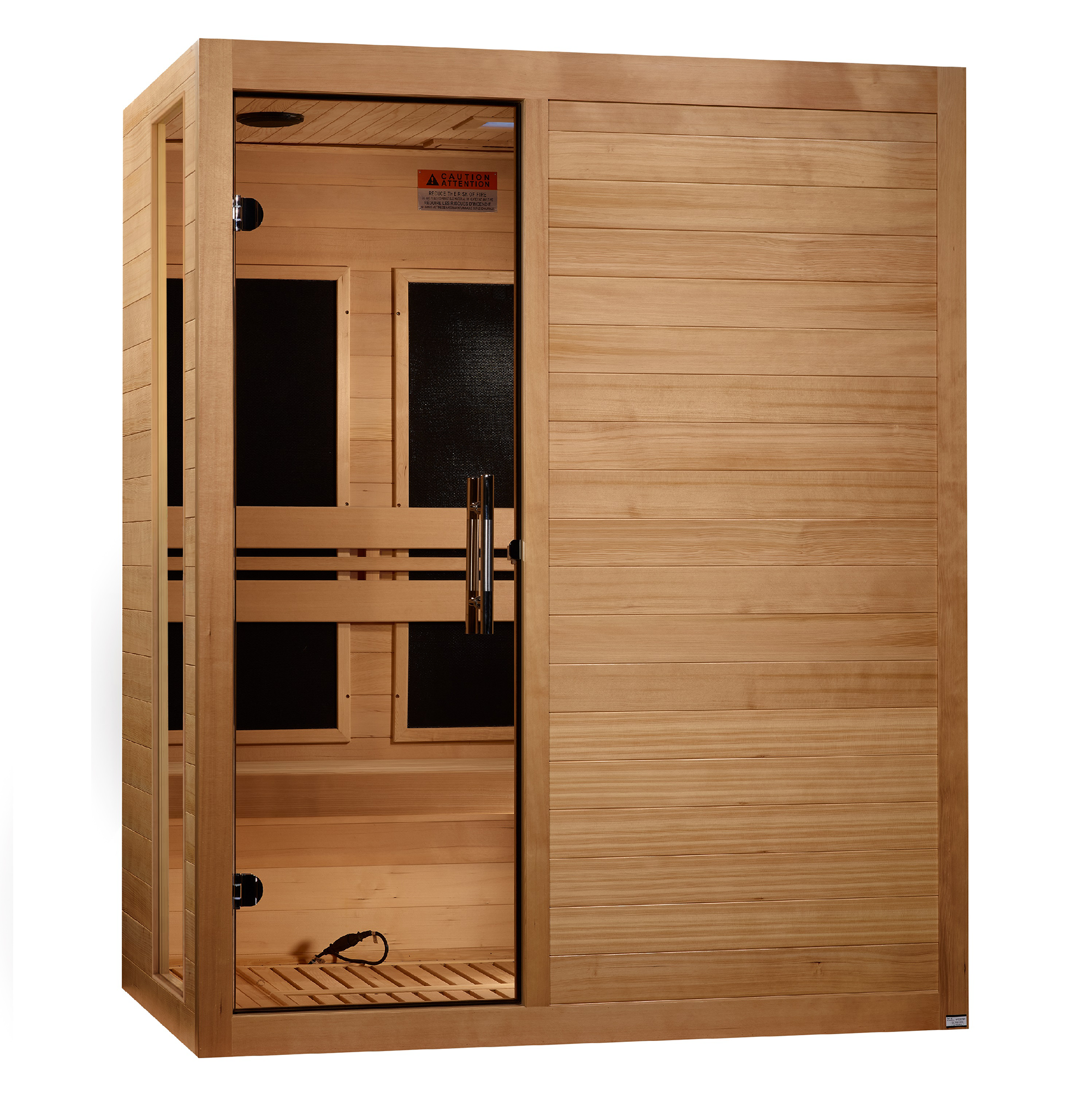 Dynamic Toscana 3 Person Low EMF FAR Infrared Sauna - Hemlock Wood, Chromotherapy Golden Designs Inc