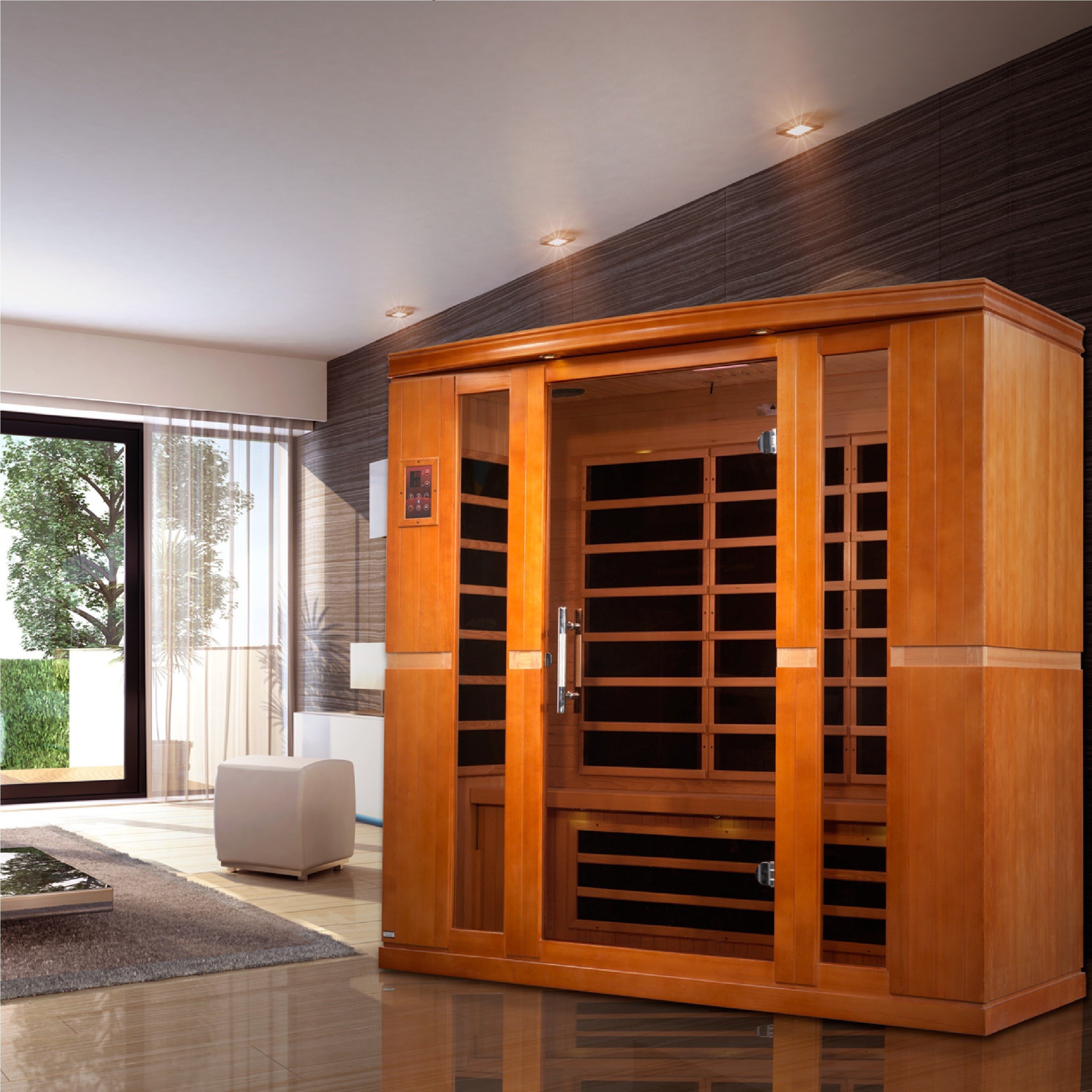 Dynamic Bergamo 4 Person Ultra Low EMF Far Infrared Sauna with Chromotherapy Golden Designs Inc (NA)