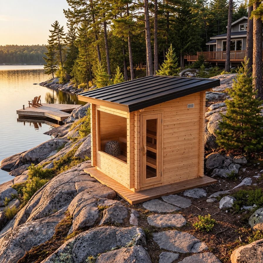 Dundalk Canadian Timber Avalon Outdoor Sauna White Cedar Retreat