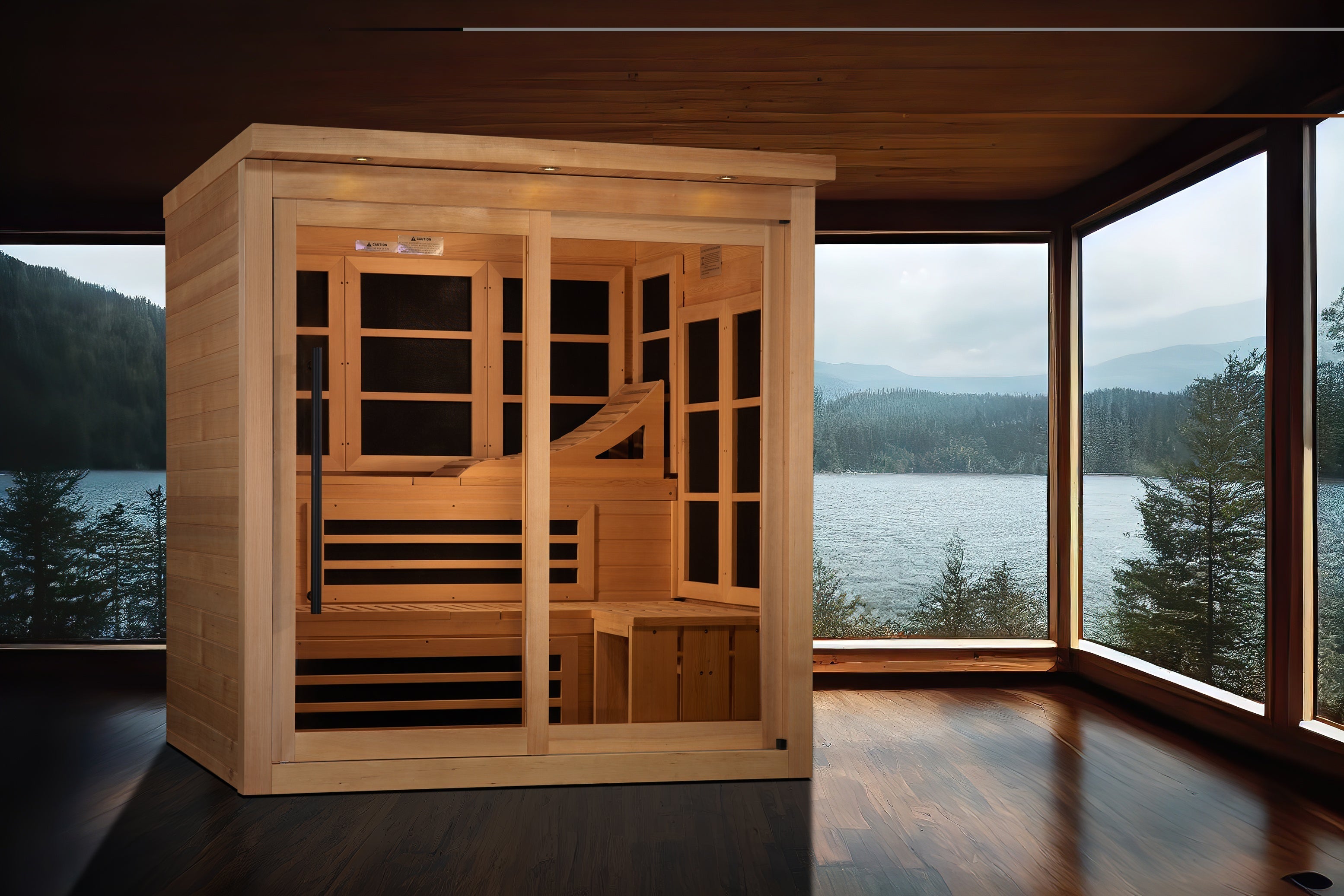 Elite 6-Person Near Zero EMF Far Infrared Sauna with Chromotherapy & Bluetooth Golden Designs Inc