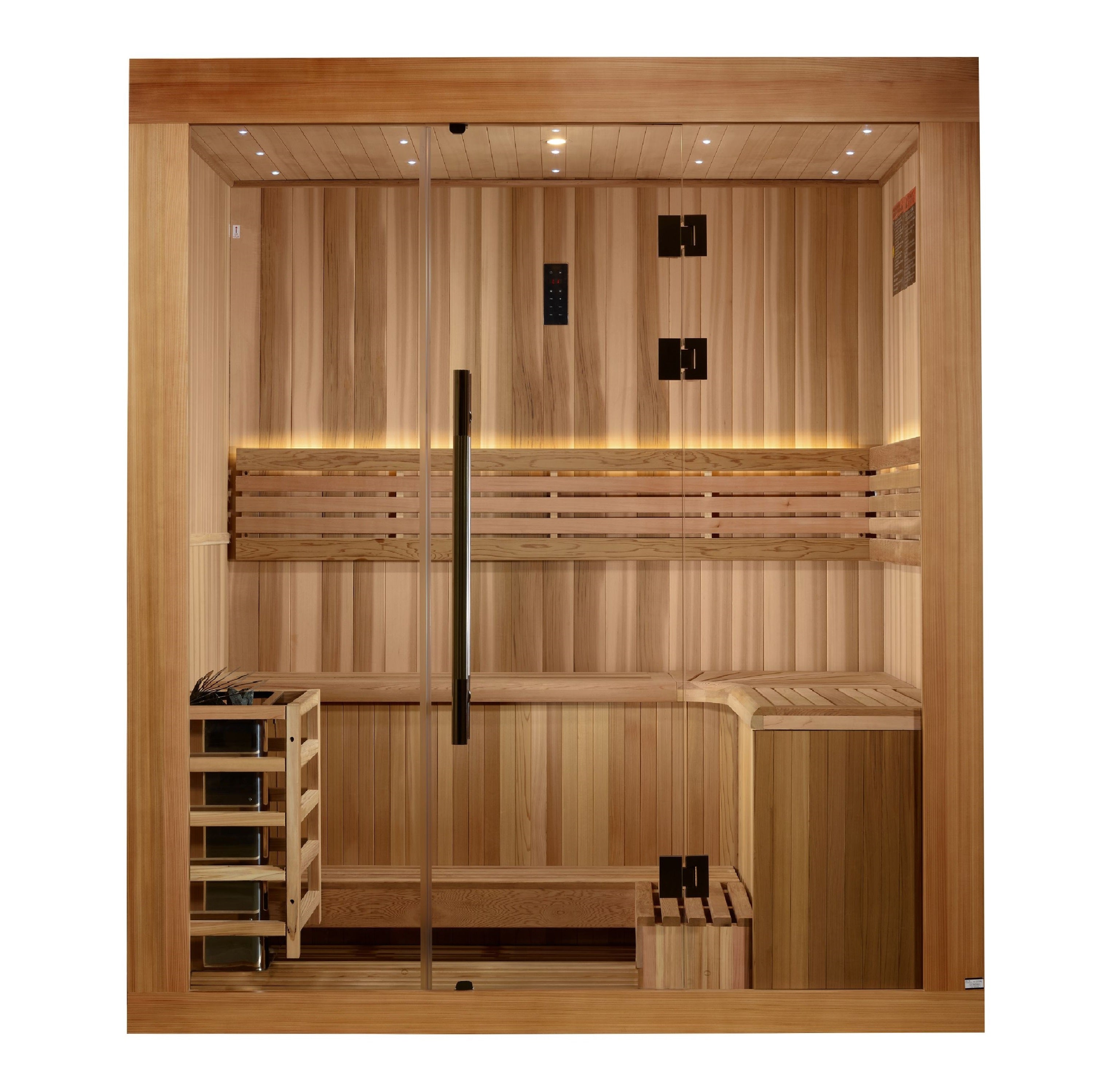 Golden Designs Copenhagen 3-Person Traditional Sauna: Red Cedar, Chromotherapy, Bluetooth Golden Designs Inc