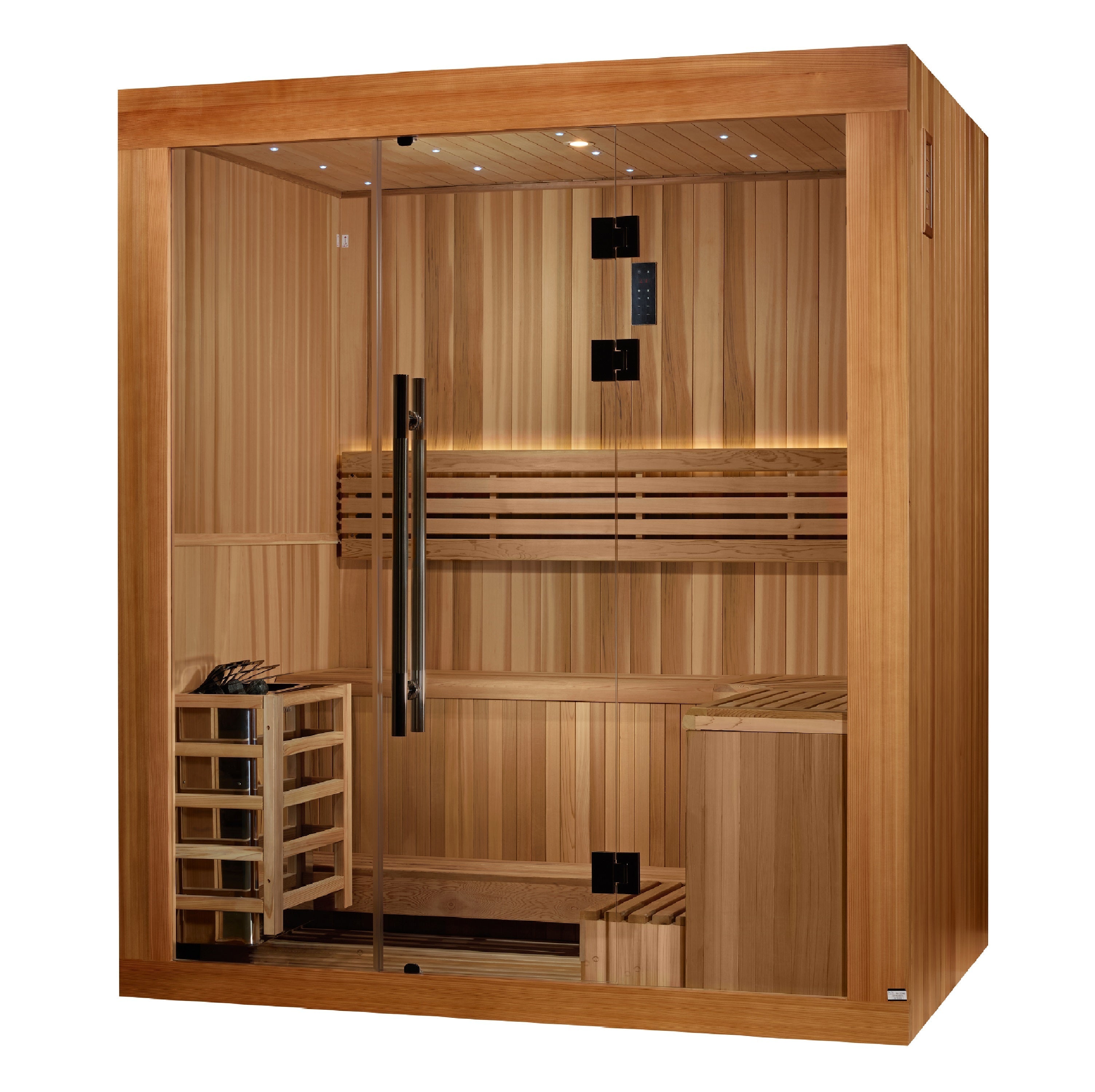 Golden Designs Copenhagen 3-Person Traditional Sauna: Red Cedar, Chromotherapy, Bluetooth Golden Designs Inc