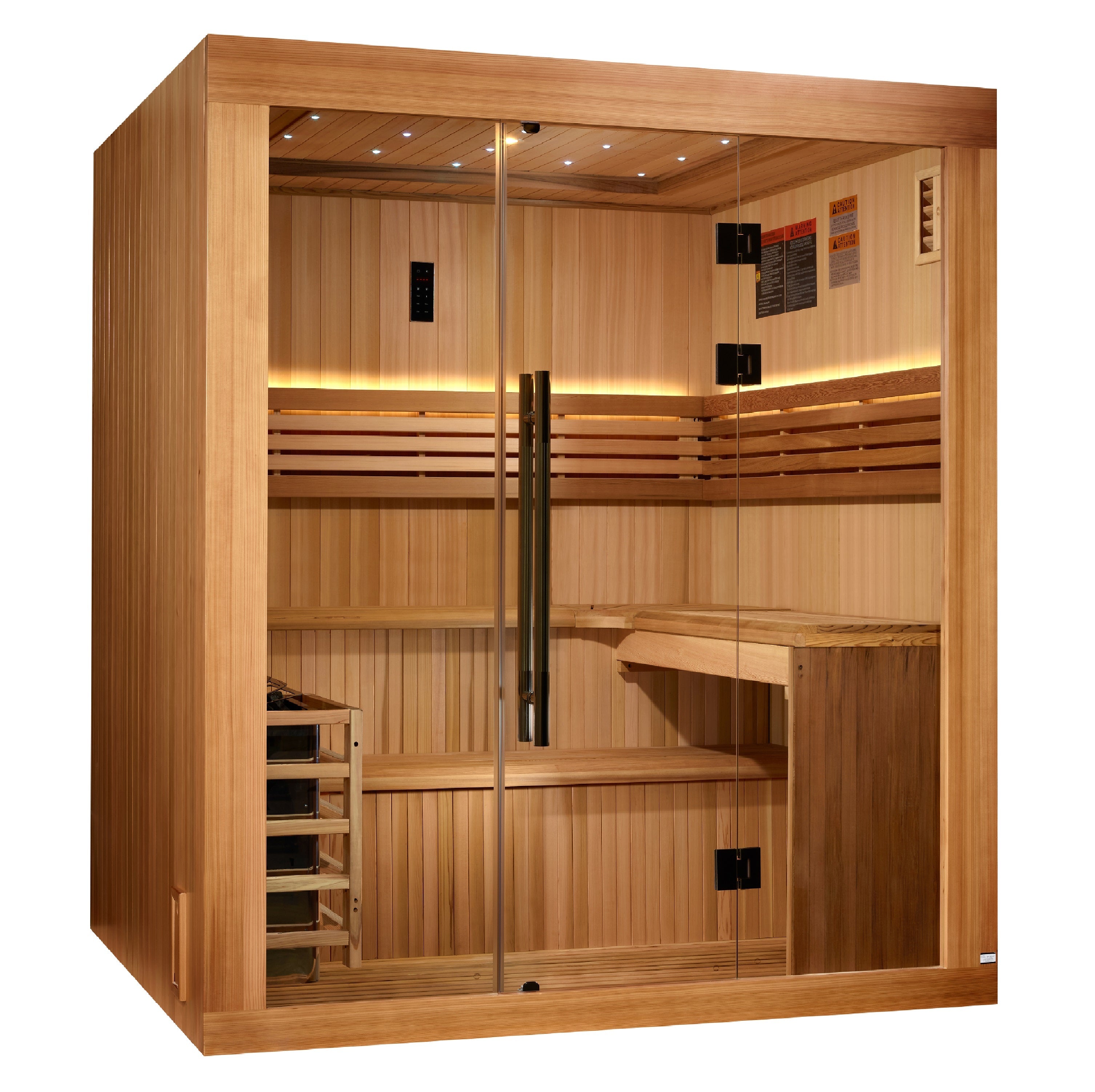 Premium 6-Person Red Cedar Traditional Sauna with Chromotherapy & Bluetooth Golden Designs Inc (NA)