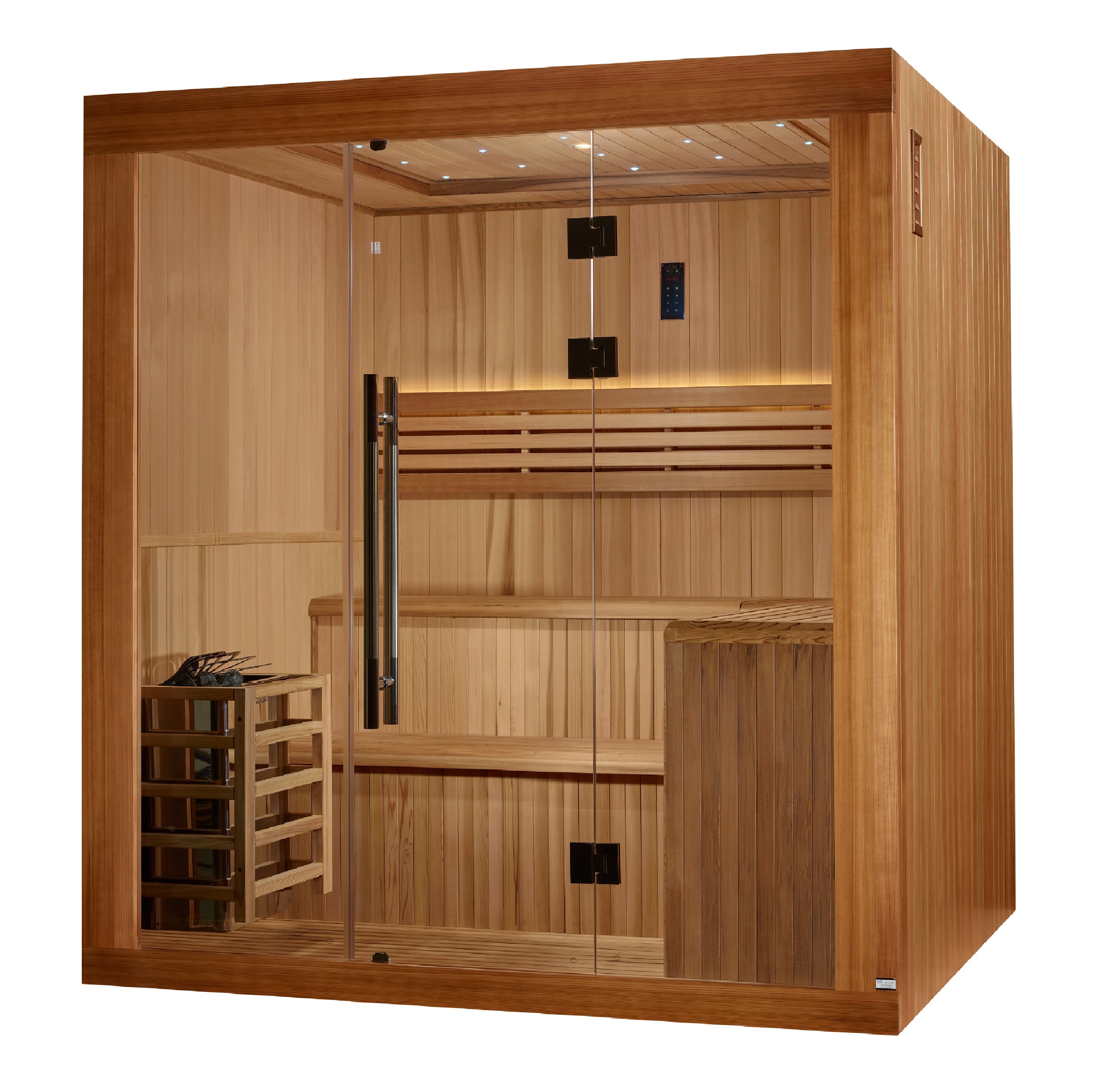 Premium 6-Person Red Cedar Traditional Sauna with Chromotherapy & Bluetooth Golden Designs Inc (NA)