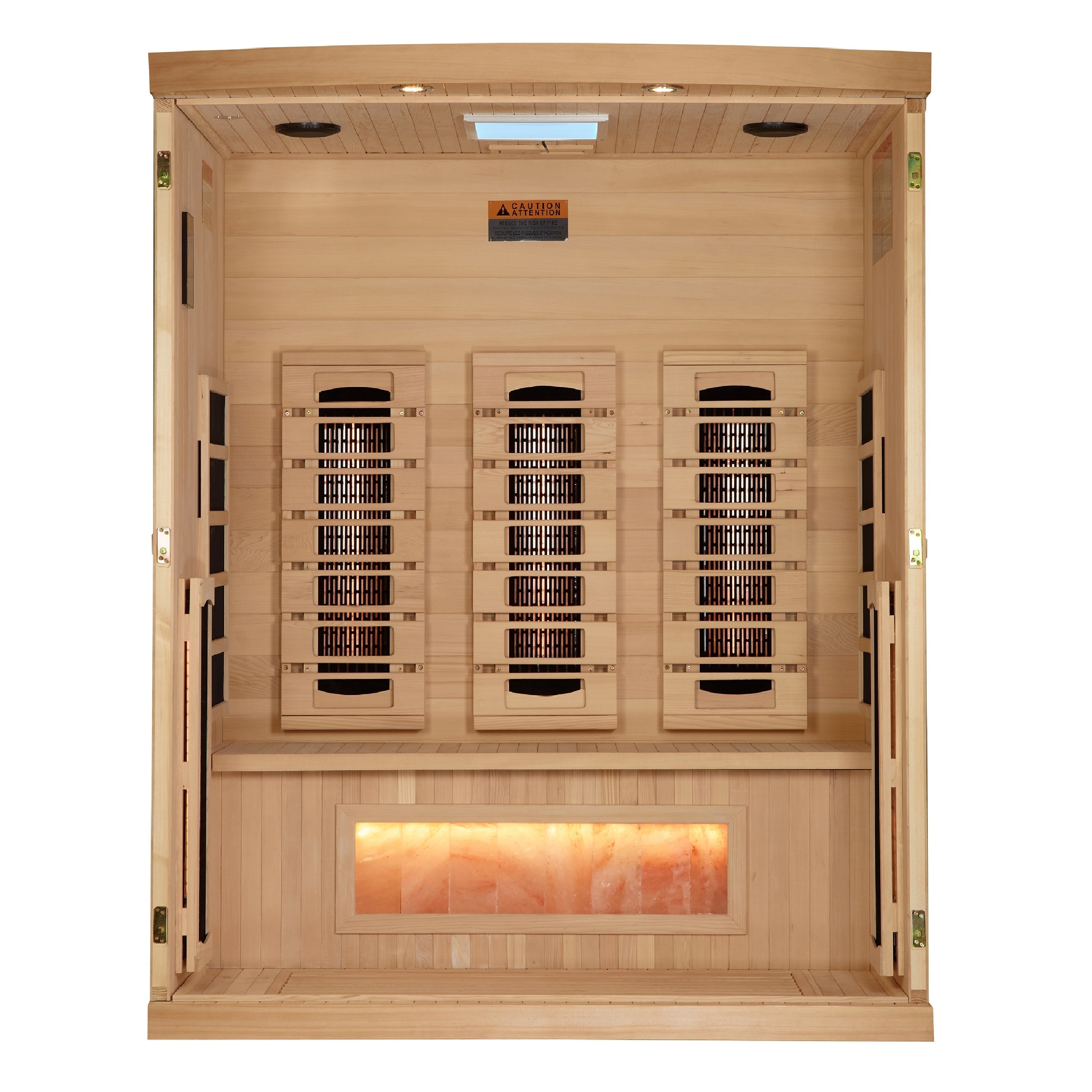 Golden Designs 3-Person Reserve Edition Full Spectrum Infrared Sauna Himalayan Salt Bar Golden Designs Inc (NA)