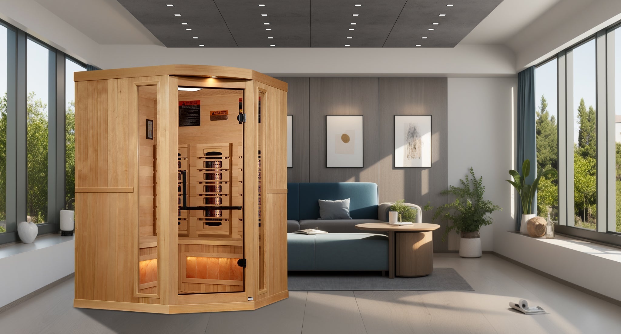 Golden Designs 3-Person Full Spectrum Infrared Sauna with Himalayan Salt Bar Golden Designs Inc