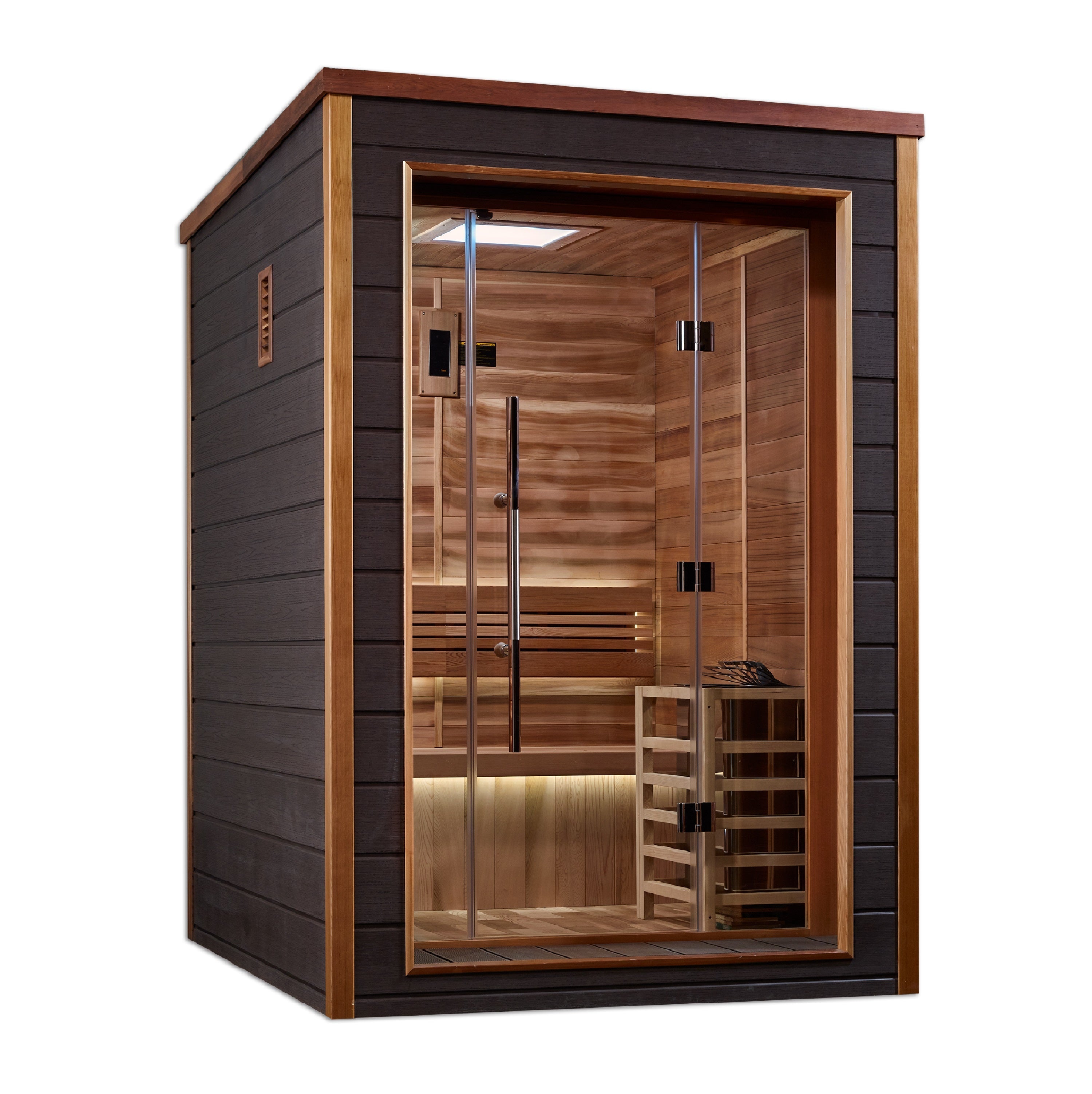 Golden Designs Narvik 2-Person Outdoor-Indoor Traditional Cedar Sauna with Chromotherapy Golden Designs Inc