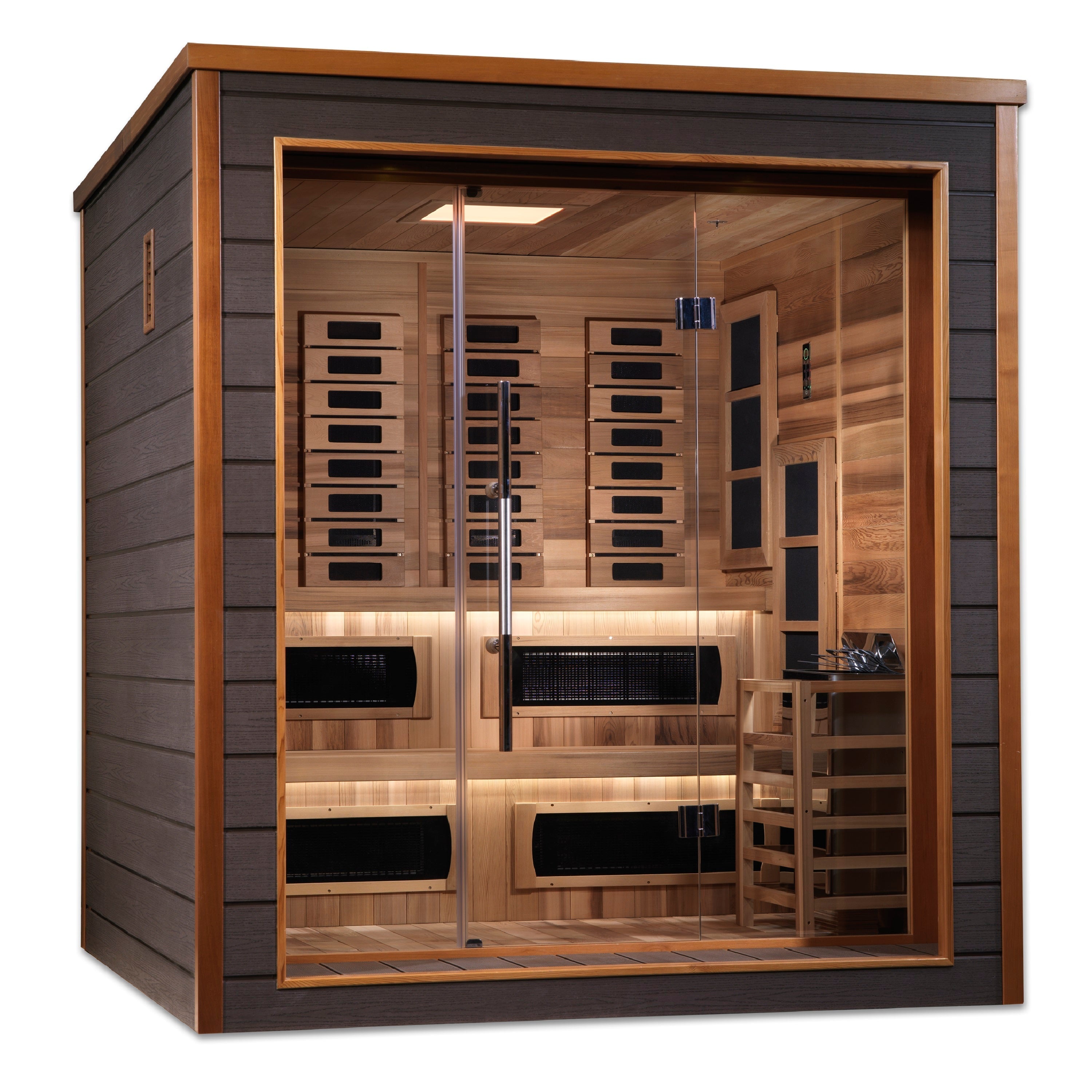 Golden Designs Karlstad 6-Person Outdoor-Indoor Hybrid Full Spectrum Cedar Sauna Golden Designs Inc