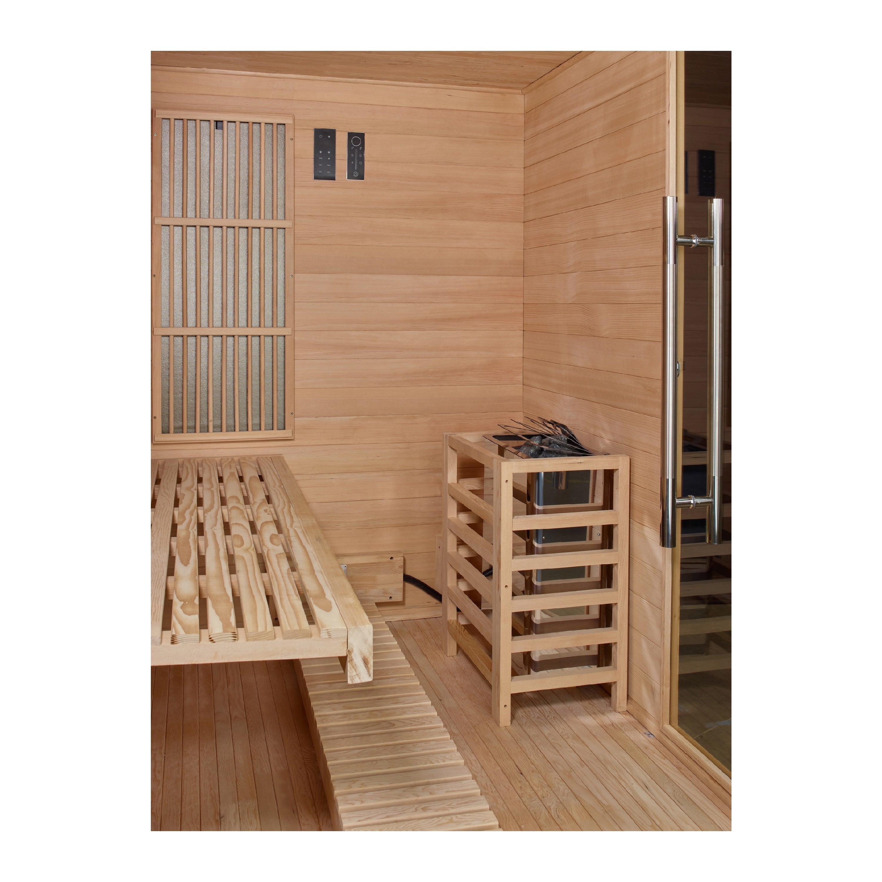 Golden Designs Soria 3-Person Hybrid Full Spectrum Infrared & Harvia Stove Sauna Golden Designs