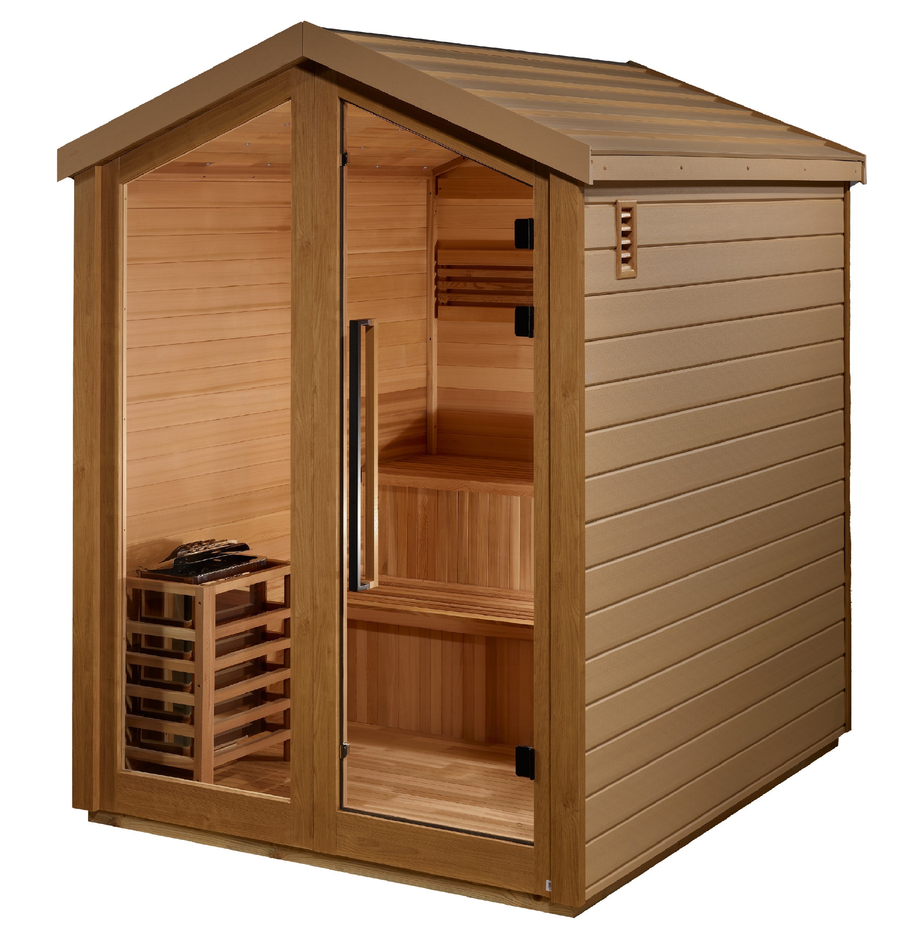Golden Designs Kaarina 6-Person Outdoor Traditional Red Cedar Barn Sauna Experience Golden Designs Inc.