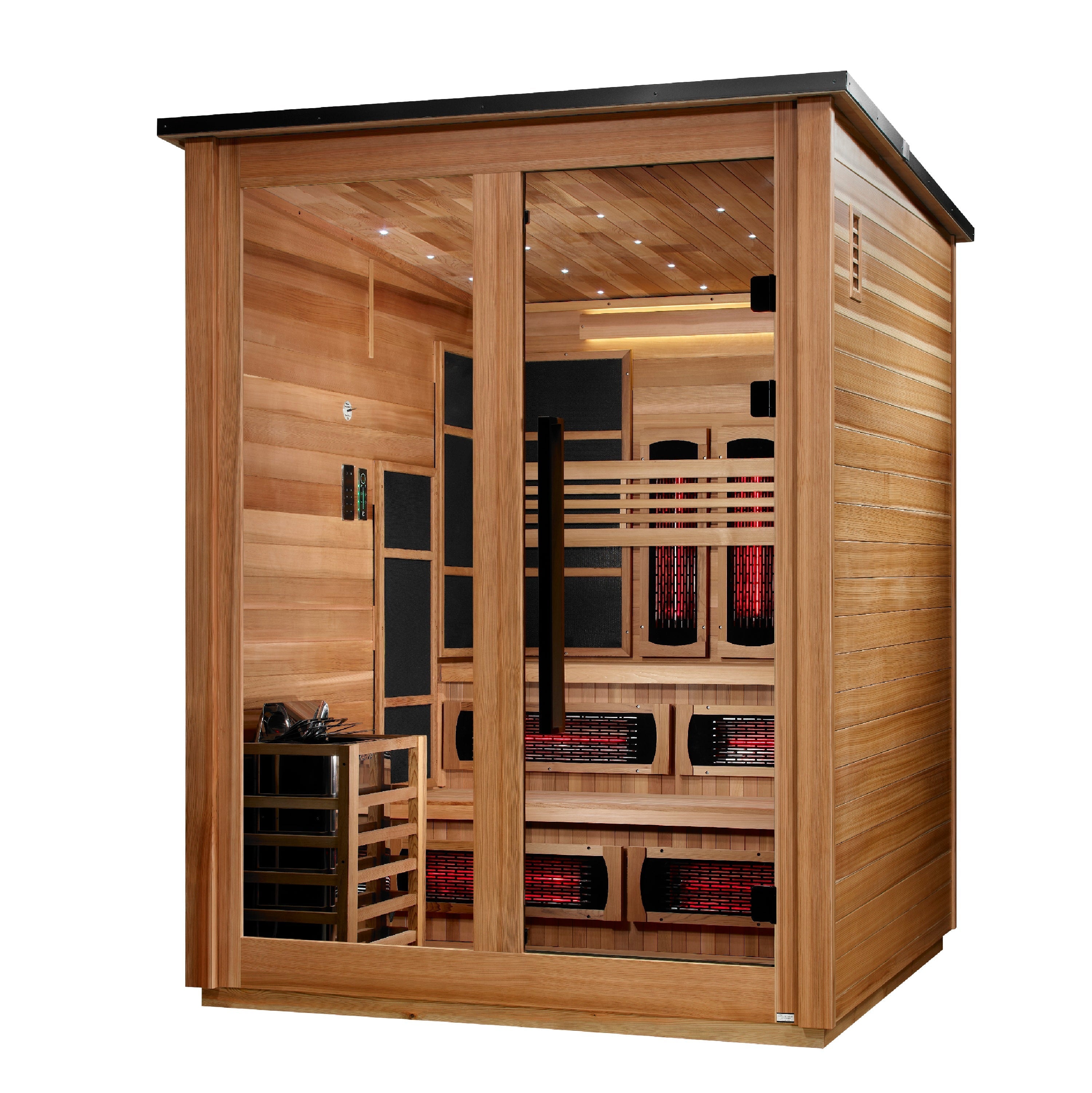 Golden Designs Kaskinen 6 Person Hybrid Outdoor Sauna Pacific Cedar Golden Designs Inc (NA)