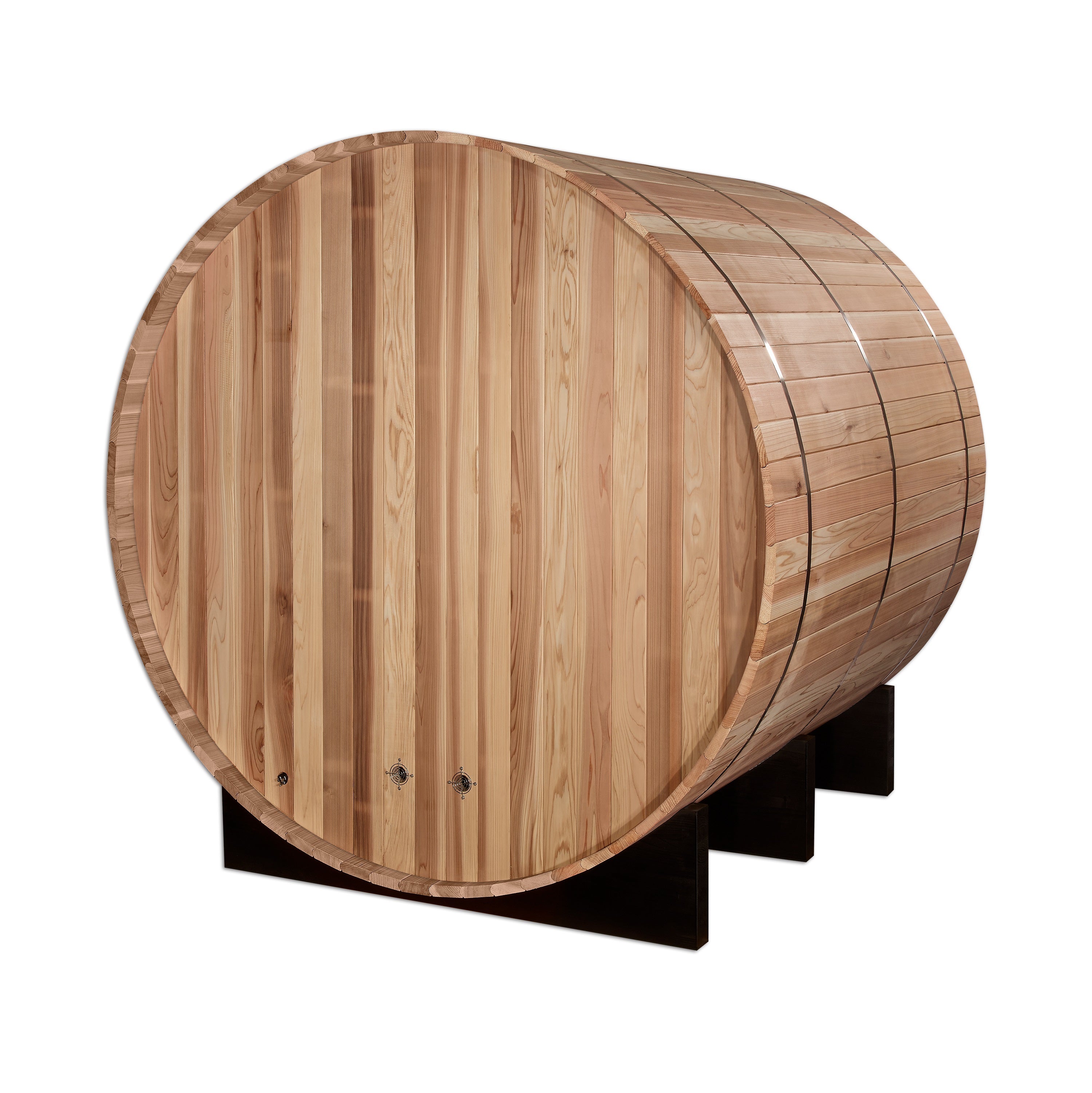 Golden Designs Arosa 4-Person Barrel Traditional Outdoor Sauna - Pacific Cedar Golden Designs Inc