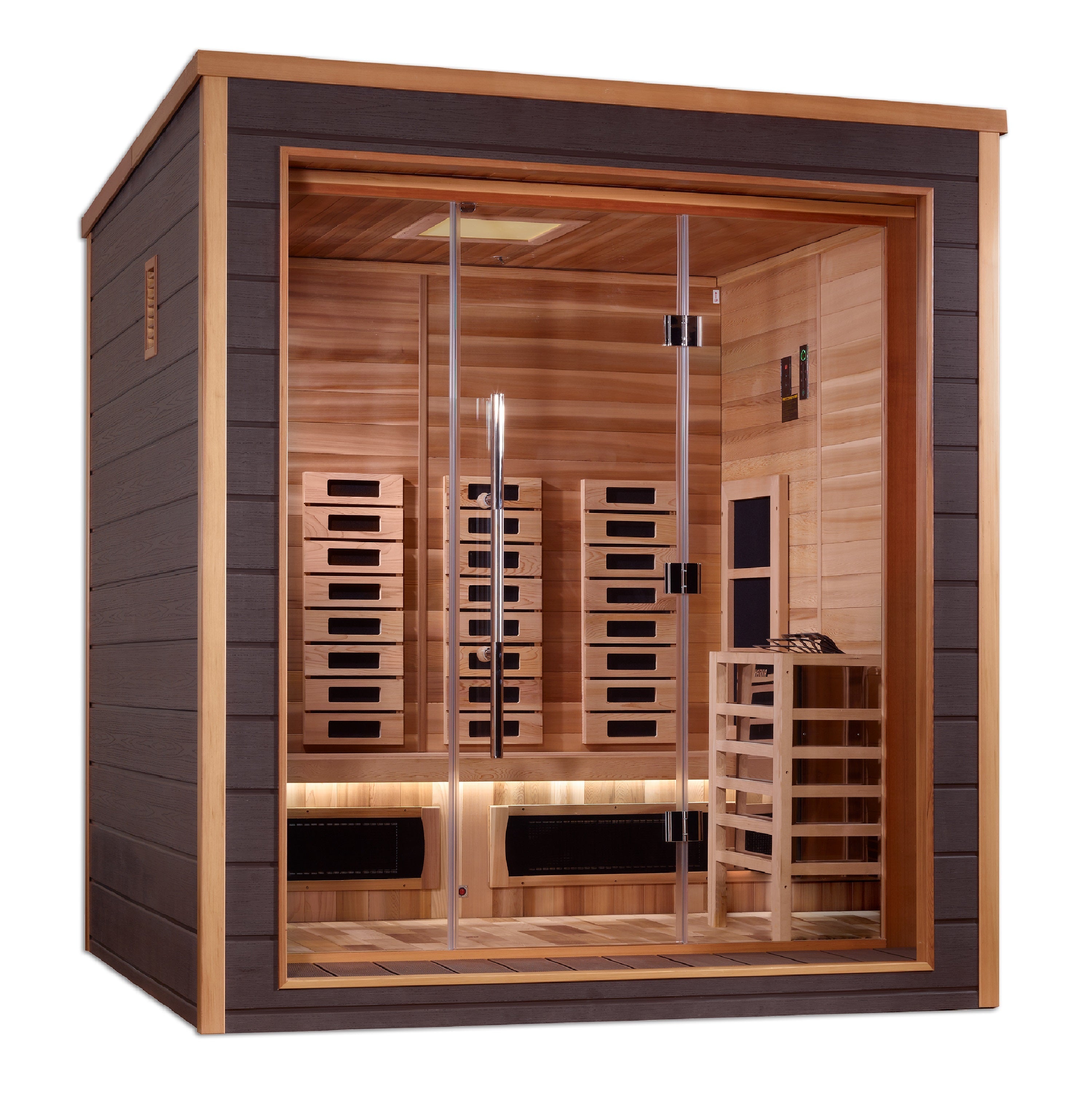 Golden Designs Visby 3-Person Hybrid Full Spectrum Outdoor-Indoor Cedar Sauna Golden Designs Inc (NA)