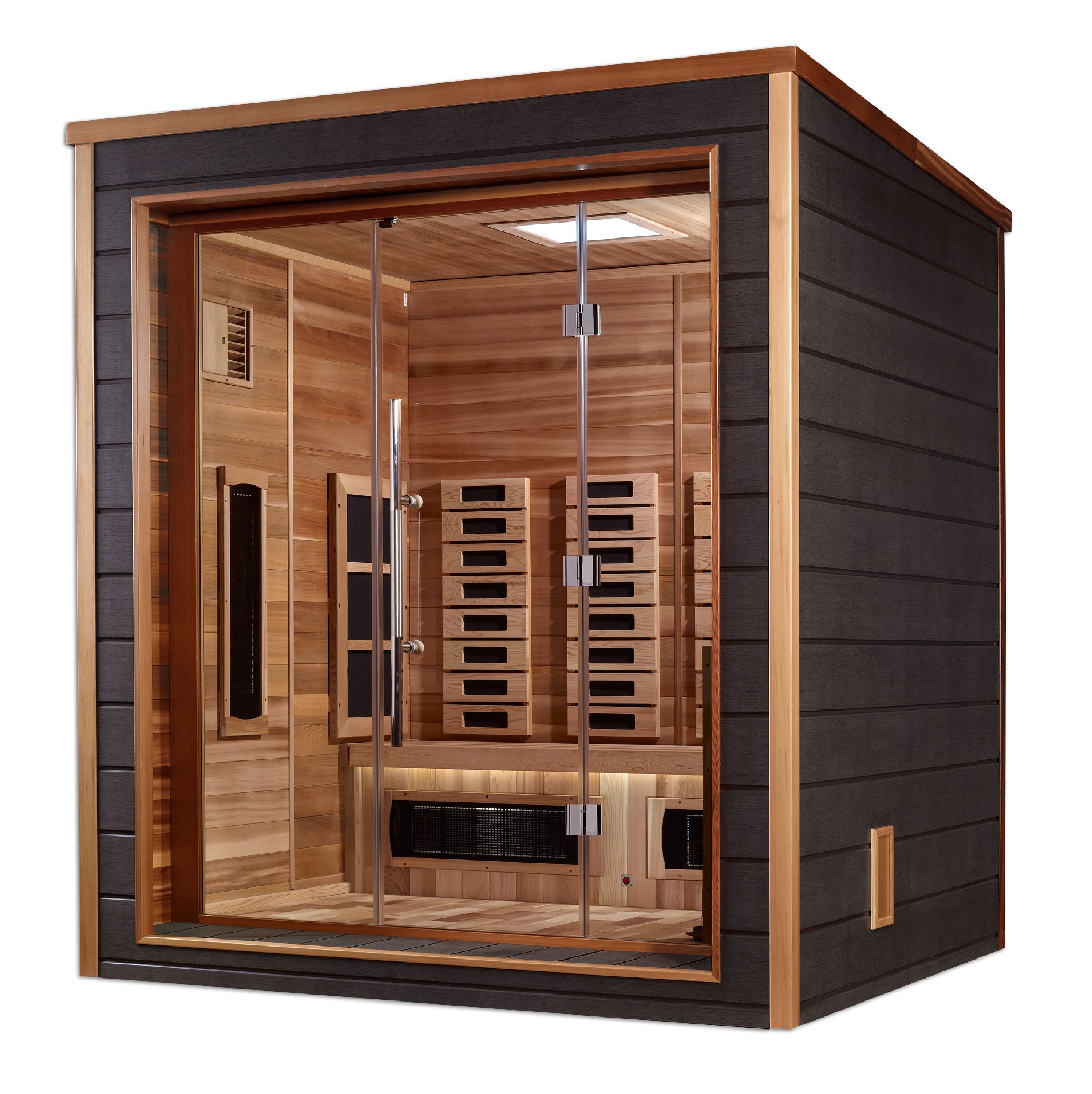 Golden Designs Visby 3-Person Hybrid Full Spectrum Outdoor-Indoor Cedar Sauna Golden Designs Inc (NA)