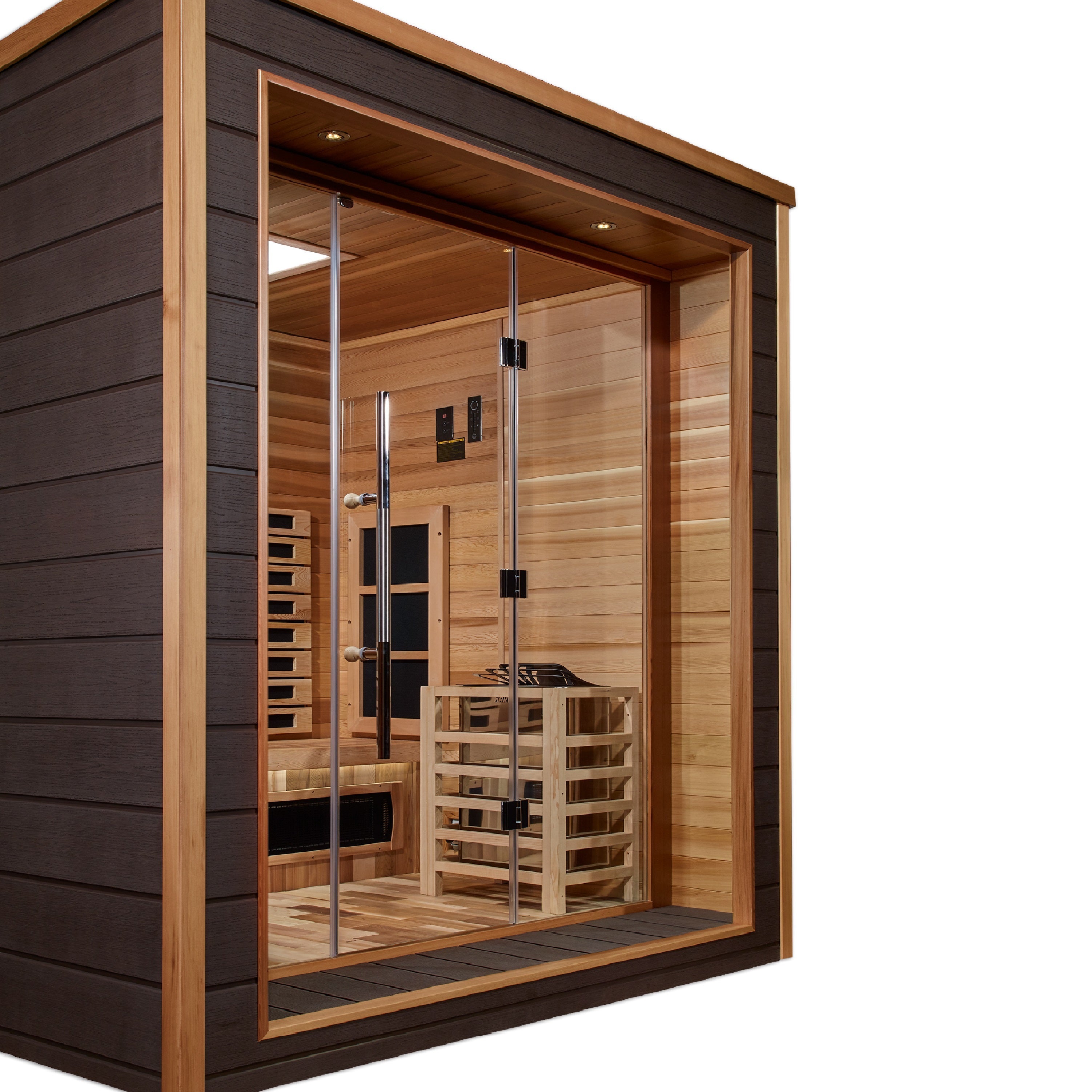 Golden Designs Visby 3-Person Hybrid Full Spectrum Outdoor-Indoor Cedar Sauna Golden Designs Inc (NA)