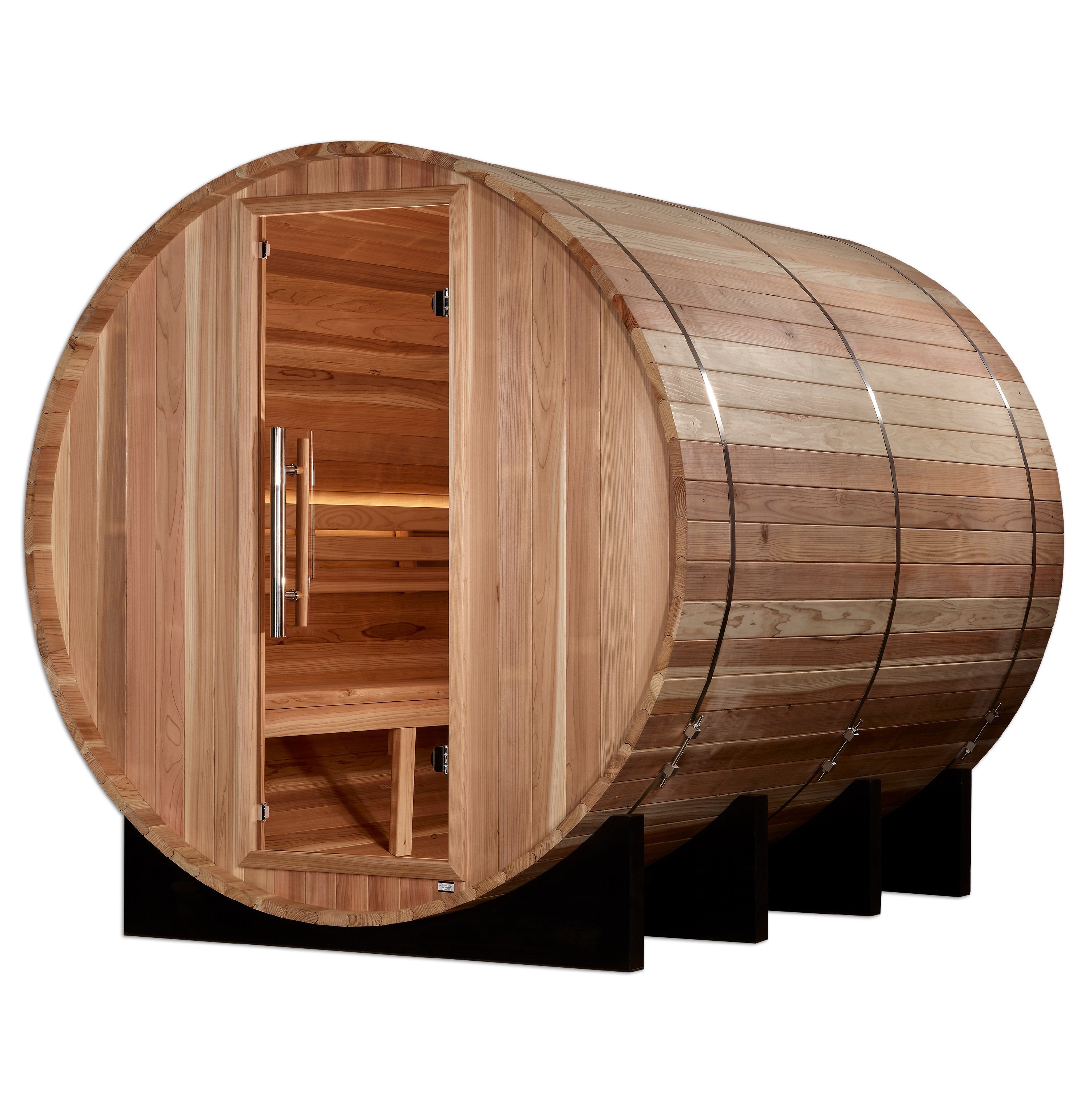 Golden Designs Klosters 6-Person Outdoor Barrel Traditional Sauna with 8.0kW Stove Golden Designs Inc.