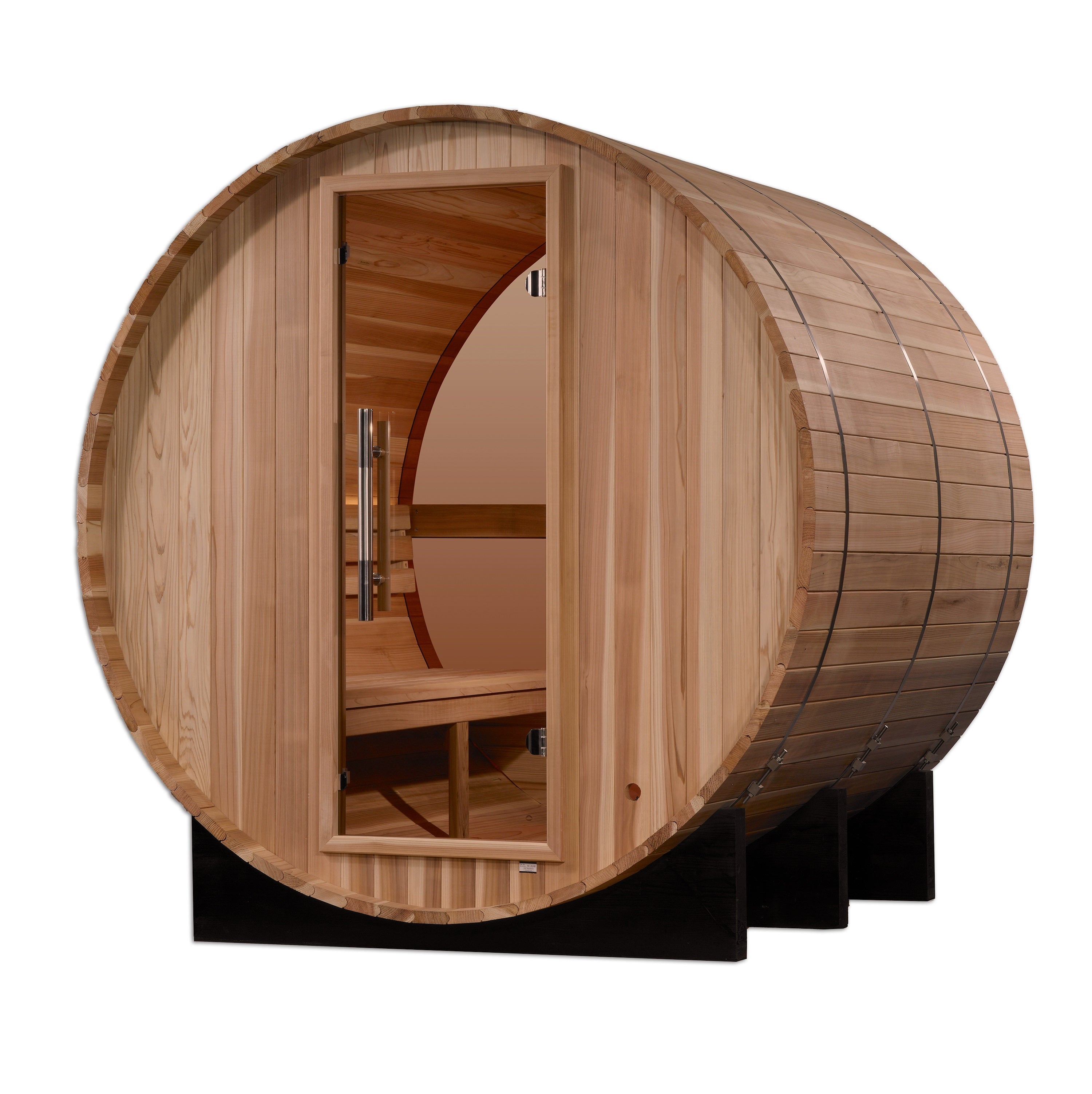 Golden Designs Zurich 4-Person Outdoor Traditional Barrel Sauna with Bronze Privacy Glass Golden Designs Inc