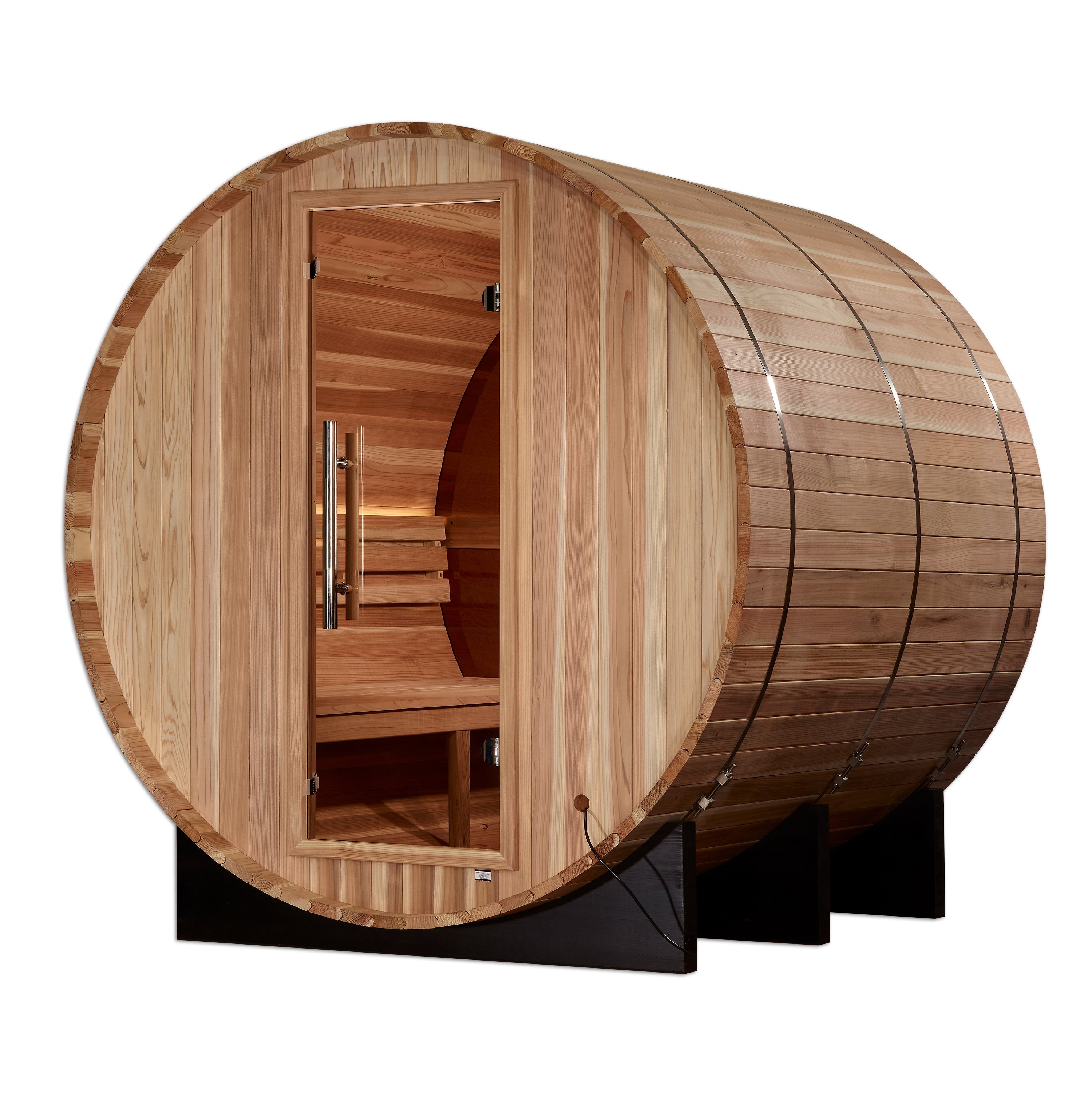 Golden Designs Zurich 4-Person Outdoor Traditional Barrel Sauna with Bronze Privacy Glass Golden Designs Inc