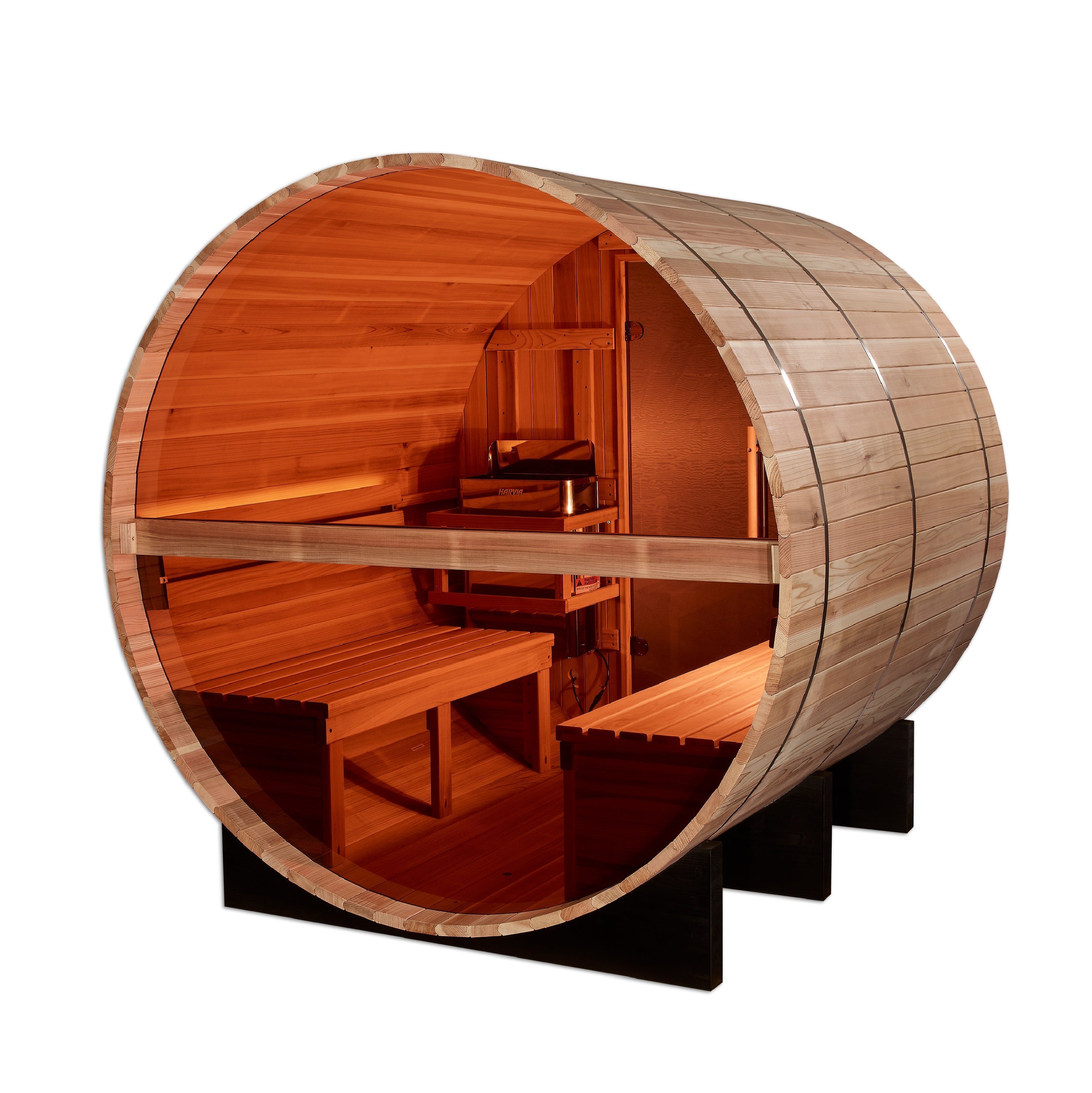 Golden Designs Zurich 4-Person Outdoor Traditional Barrel Sauna with Bronze Privacy Glass Golden Designs Inc