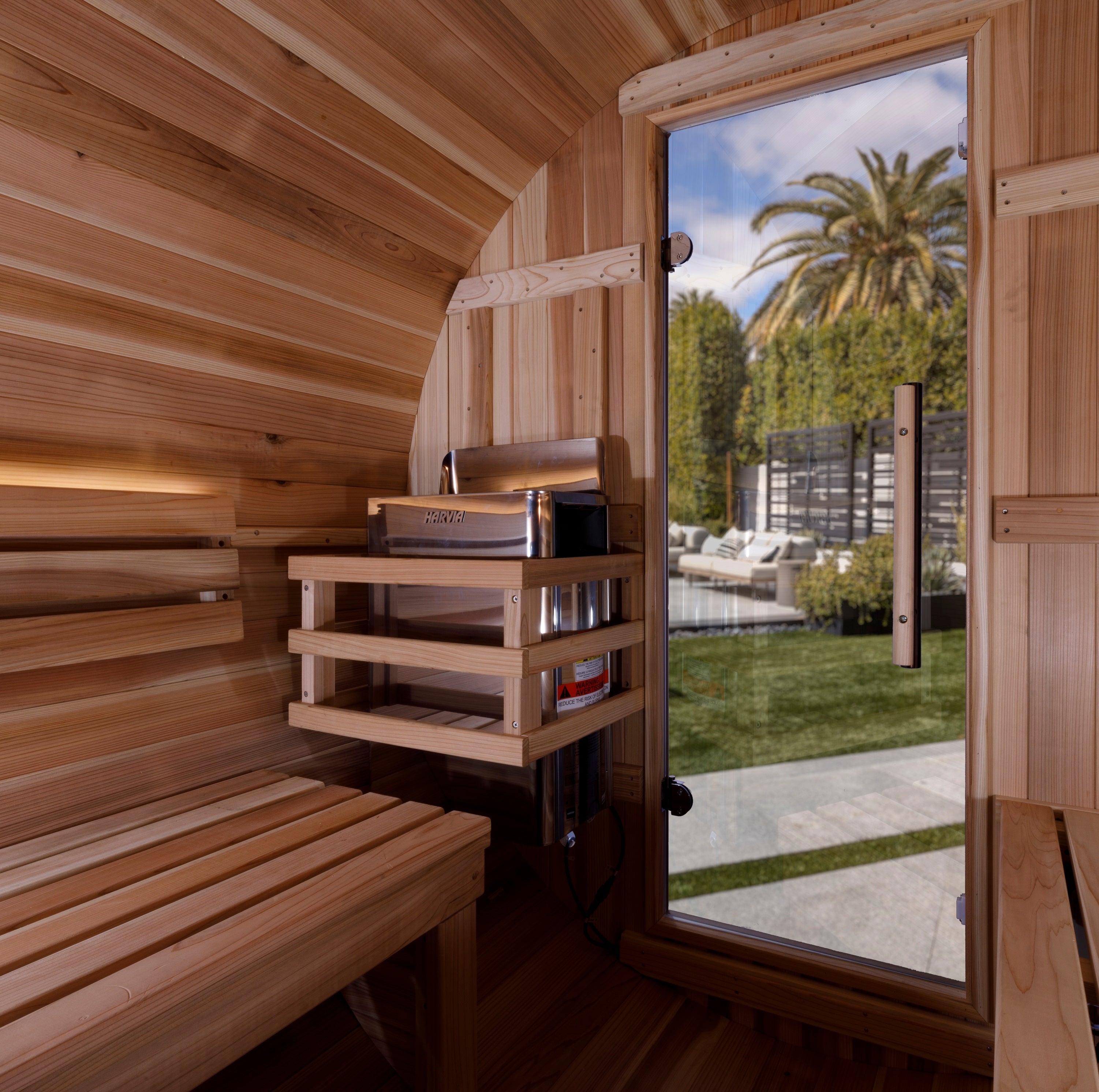 Golden Designs Zurich 4-Person Outdoor Traditional Barrel Sauna with Bronze Privacy Glass Golden Designs Inc
