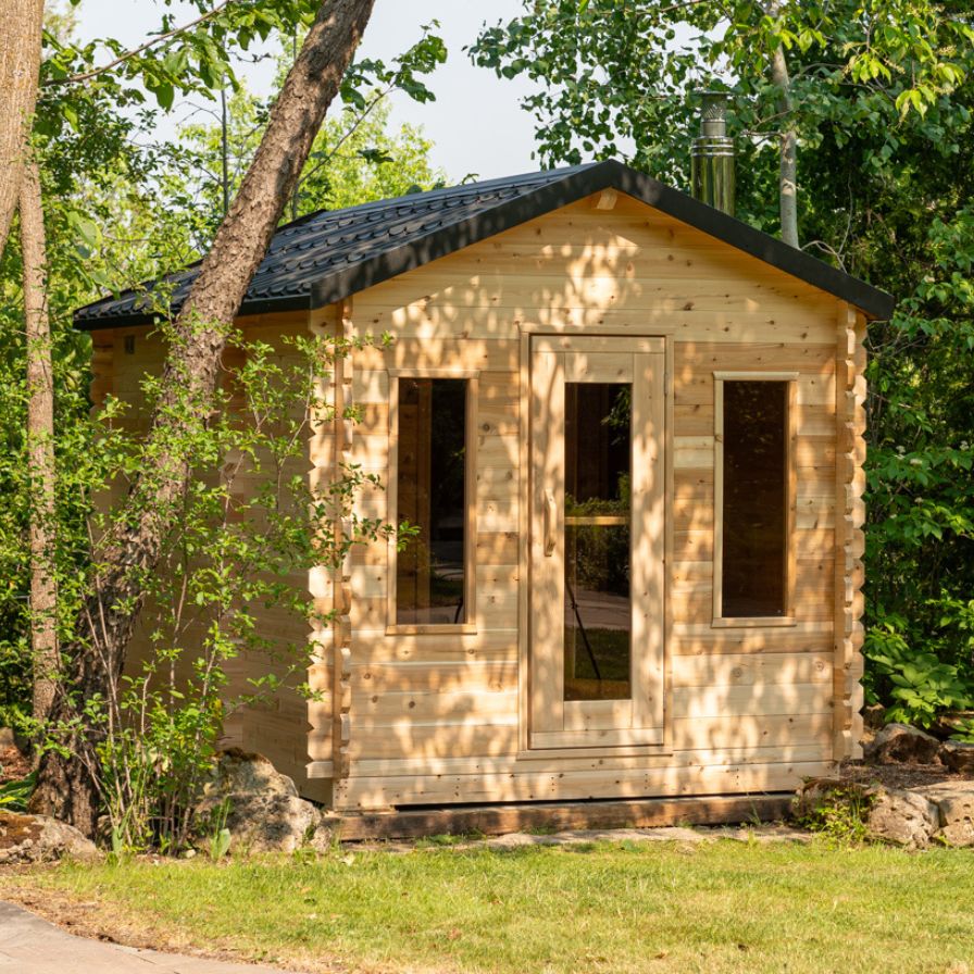 Dundalk Georgian Cabin Outdoor Sauna with Private Changeroom and Cedar Dundalk Leisurecraft