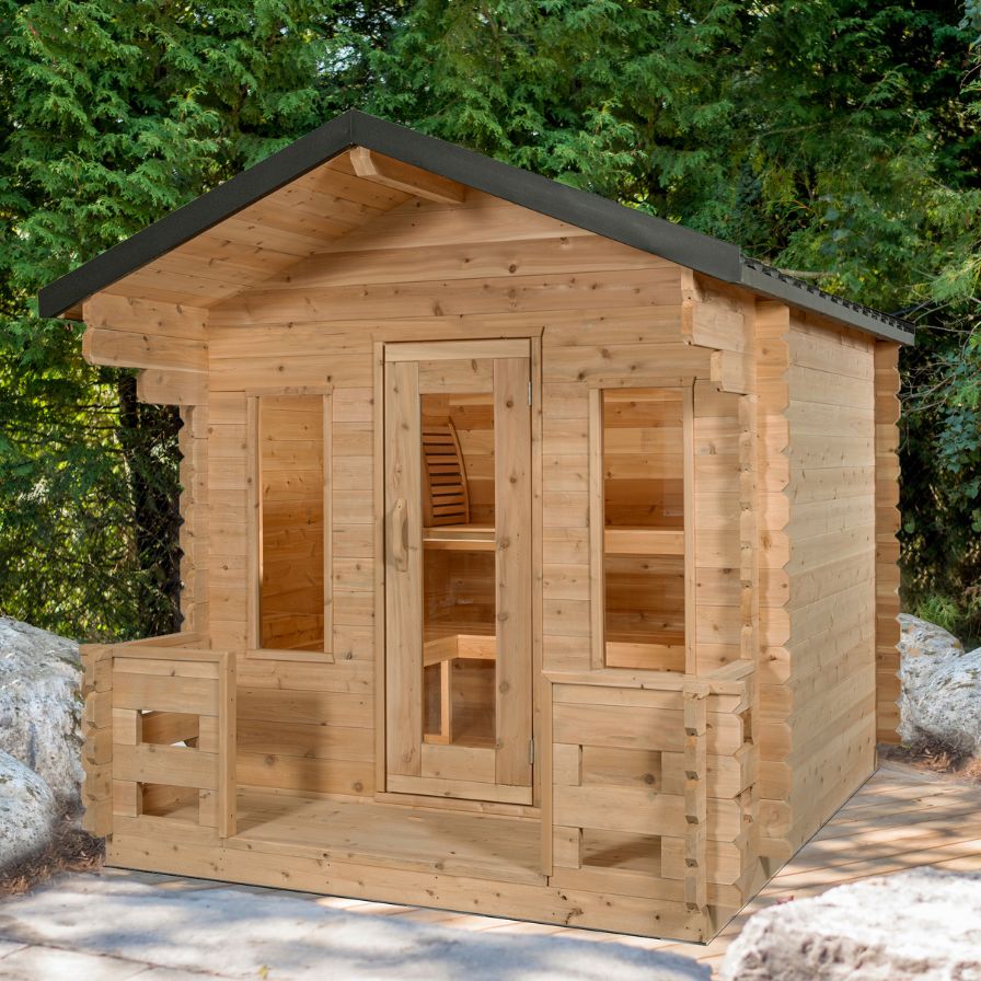 Canadian Timber Georgian Cabin Sauna With Wooden Porch Dundalk