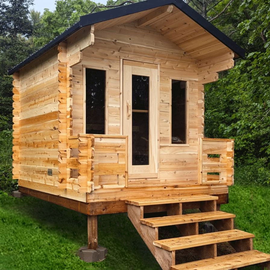 Canadian Timber Georgian Cabin Sauna With Wooden Porch Dundalk