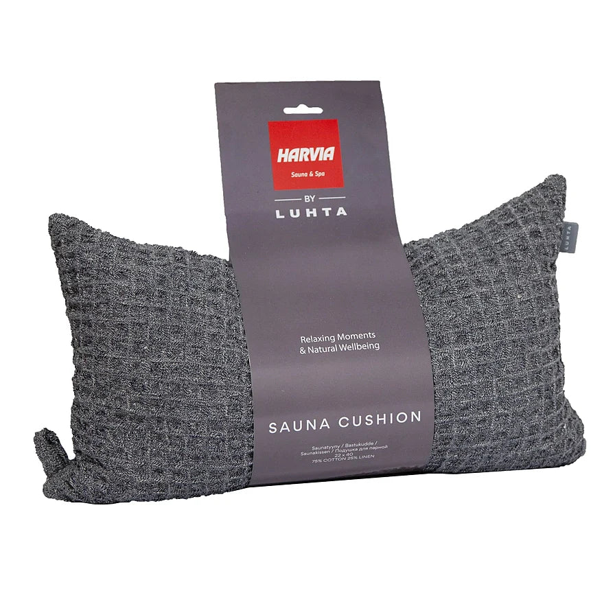 Harvia SAC80300 Sauna Pillow Gray Linen Cotton Blend 22 x 40cm Harvia