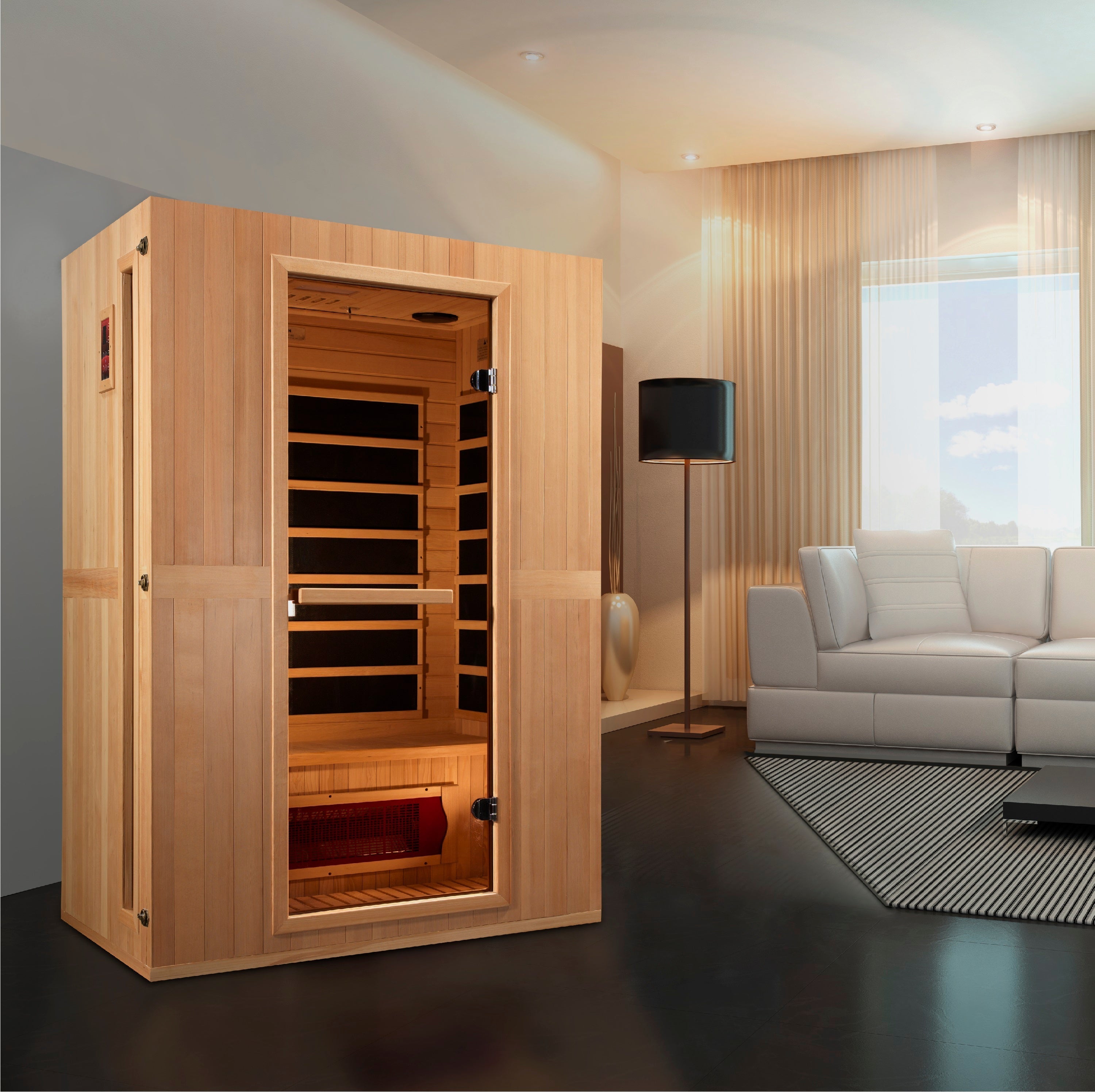 Maxxus "Serenity" Dual Tech 2 Person Low EMF FAR Infrared Hemlock Sauna Golden Designs Inc (NA)