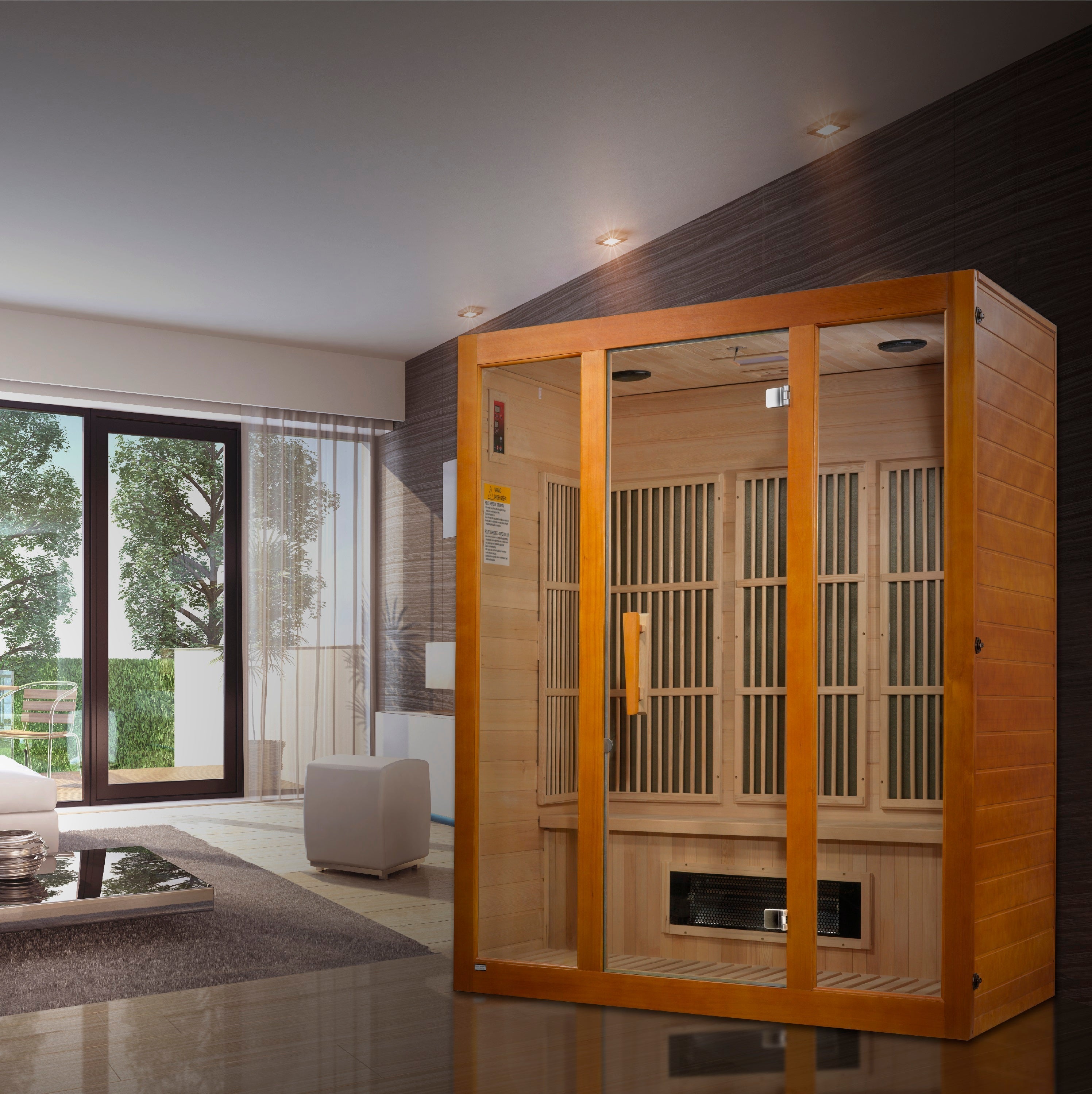 Maxxus Alpine 3-Person Low EMF FAR Infrared Sauna with Chromotherapy & Bluetooth Golden Designs Inc