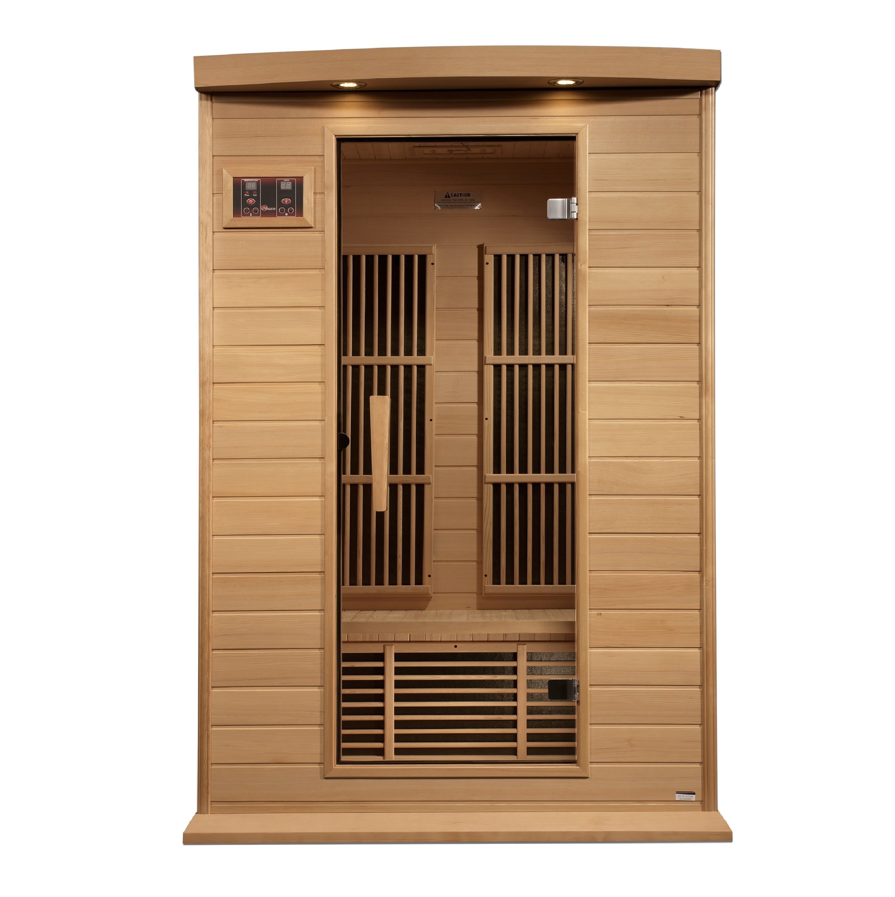 Maxxus 2-Person Near Zero EMF FAR Infrared Hemlock Sauna, Chromotherapy, Red Light Golden Designs Inc