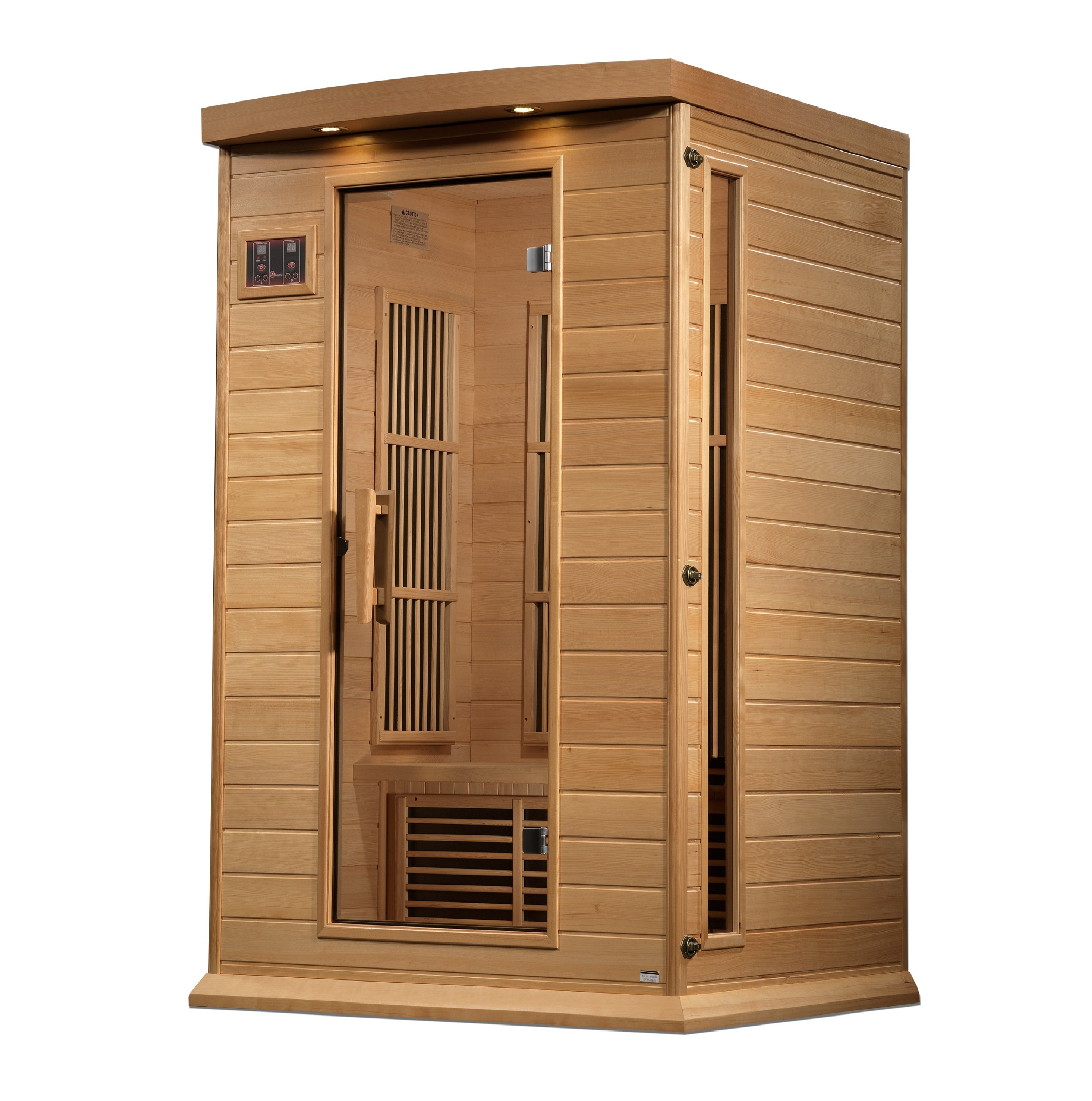 Maxxus 2-Person Near Zero EMF FAR Infrared Hemlock Sauna, Chromotherapy, Red Light Golden Designs Inc