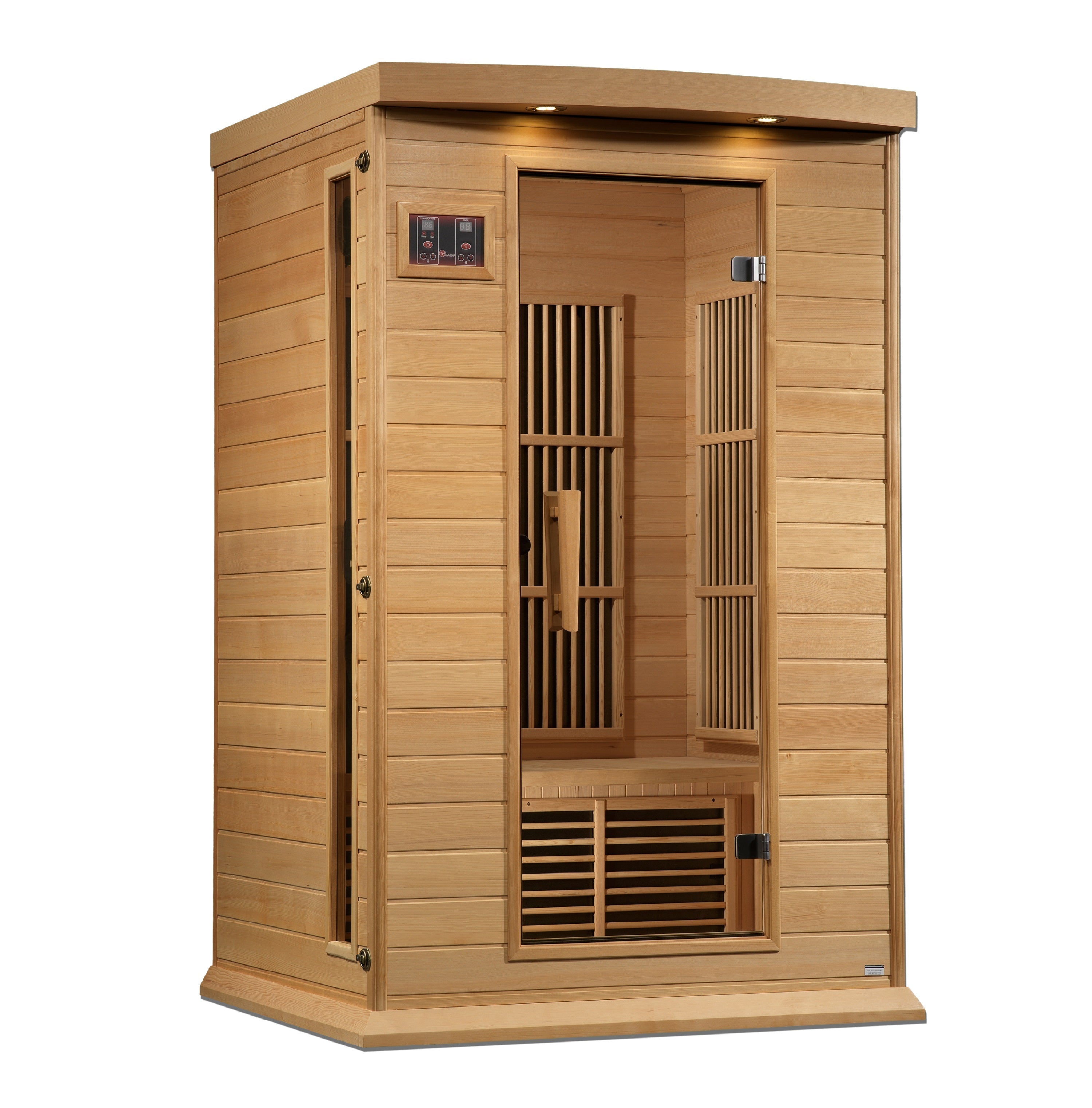 Maxxus 2-Person Near Zero EMF FAR Infrared Hemlock Sauna, Chromotherapy, Red Light Golden Designs Inc