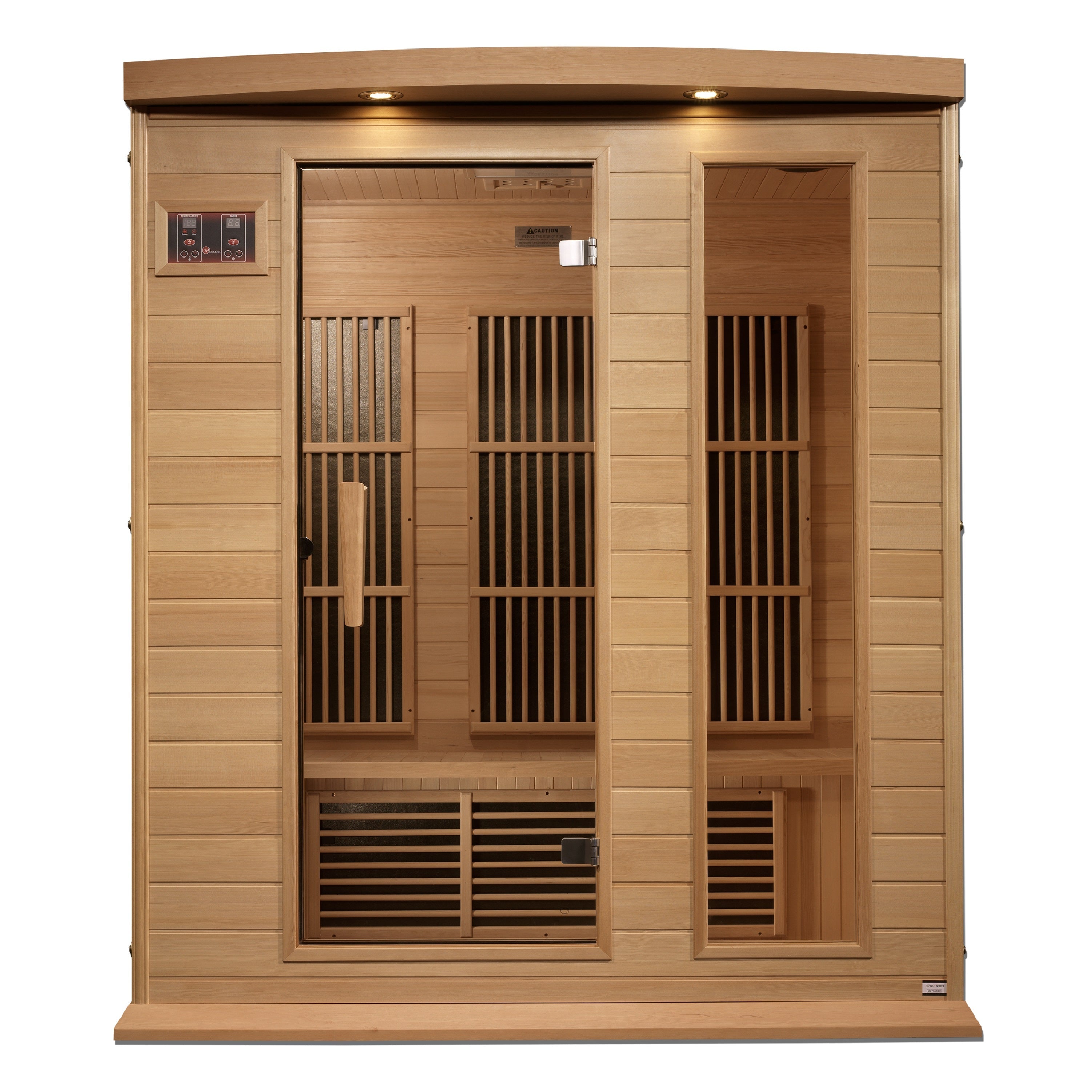 Maxxus 3-Person Near Zero EMF Far Infrared Hemlock Sauna Chromotherapy Light System Golden Designs Inc
