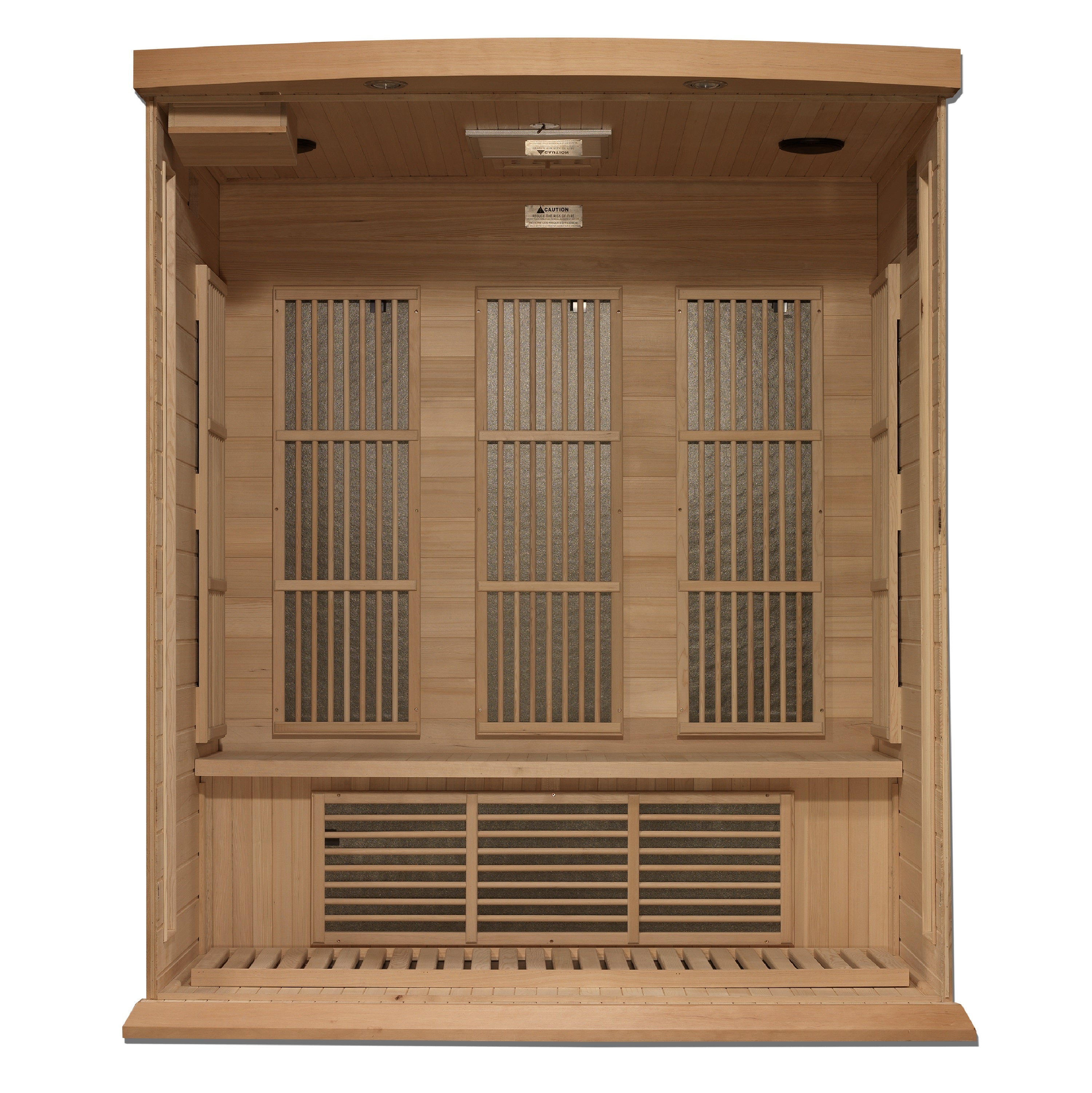 Maxxus 3-Person Near Zero EMF Far Infrared Hemlock Sauna Chromotherapy Light System Golden Designs Inc