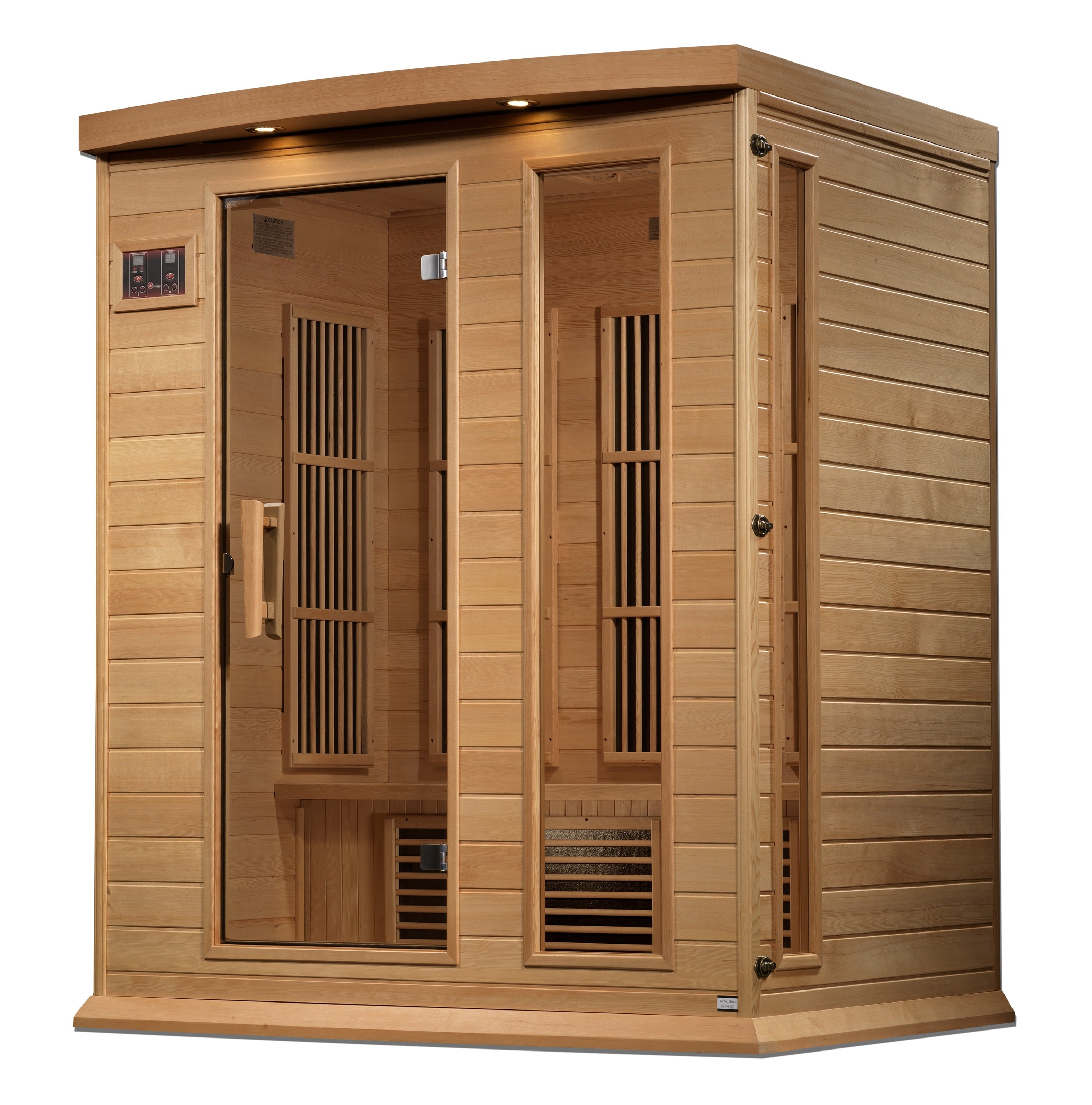 Maxxus 3-Person Near Zero EMF Far Infrared Hemlock Sauna Chromotherapy Light System Golden Designs Inc